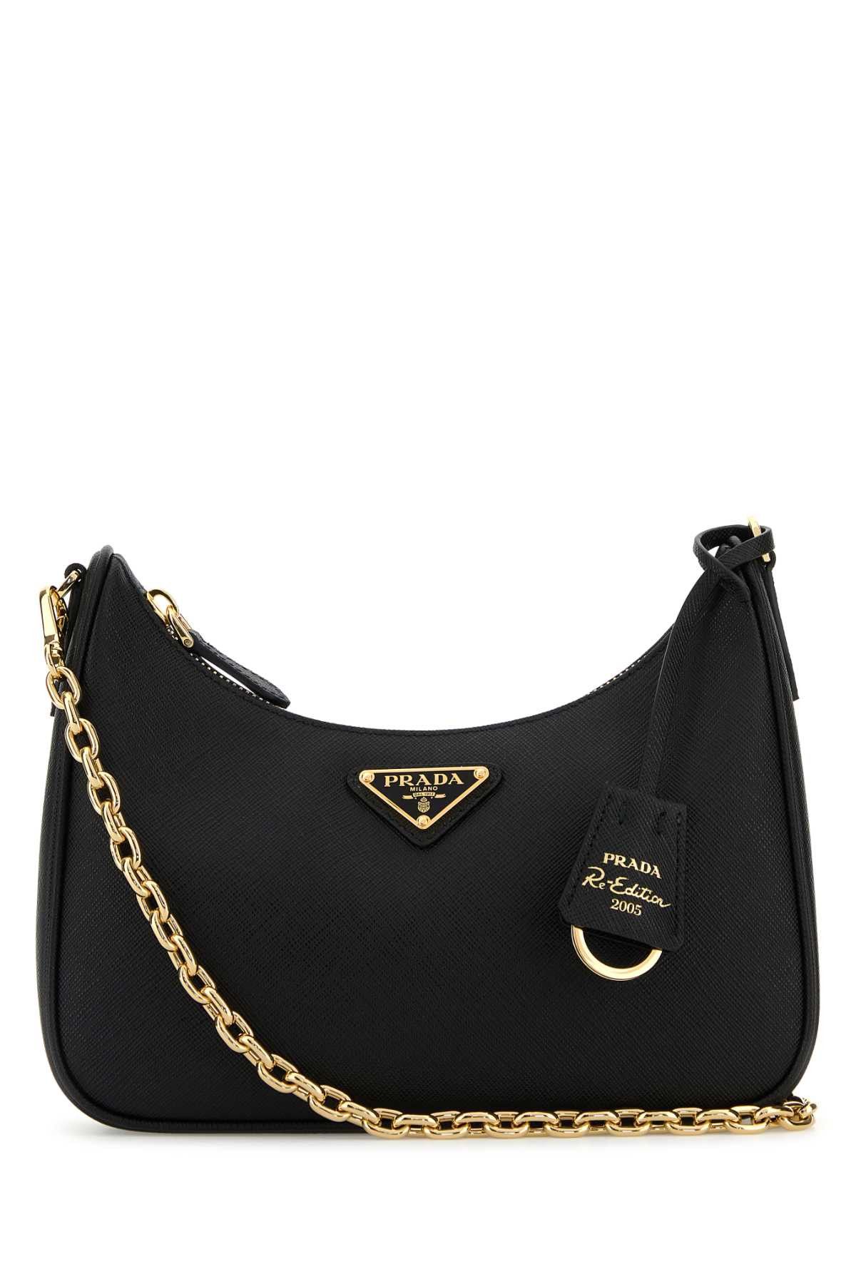 Prada Black Leather Re-Edition 2005 Shoulder Bag, Women's