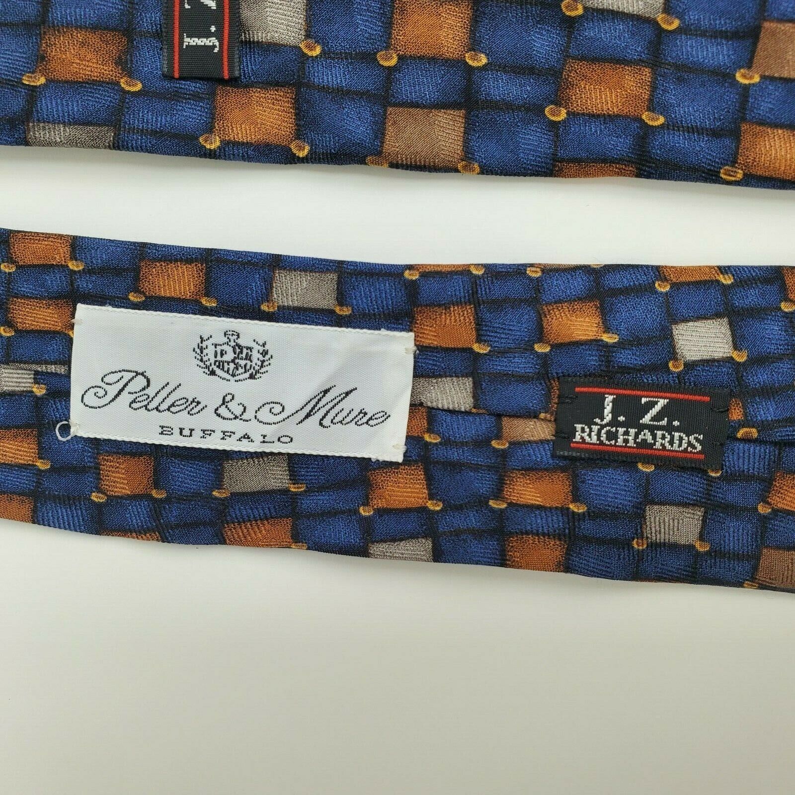 Vintage JZ Richards Blue Geometric Silk Tie Wide Size ONE SIZE - 5 Thumbnail