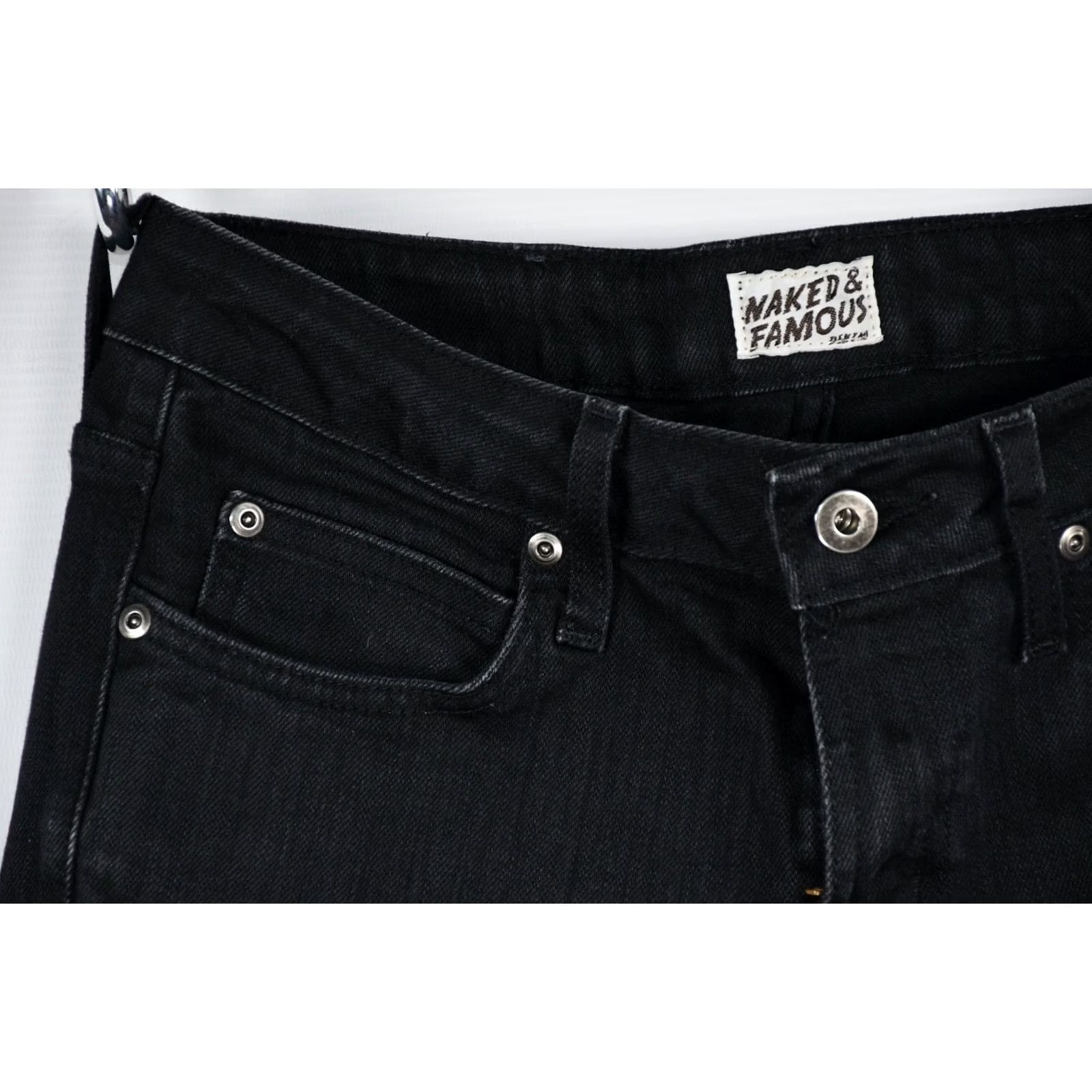 Vintage Naked & Famous Denim Super Guy Black Power-Stretch Jeans Men's 32 W 95%COTTON 5%ELASTANE Regular Slim Black Jeans Mens XS-XL (adjusted) Size US 32 / EU 48 - 3 Thumbnail