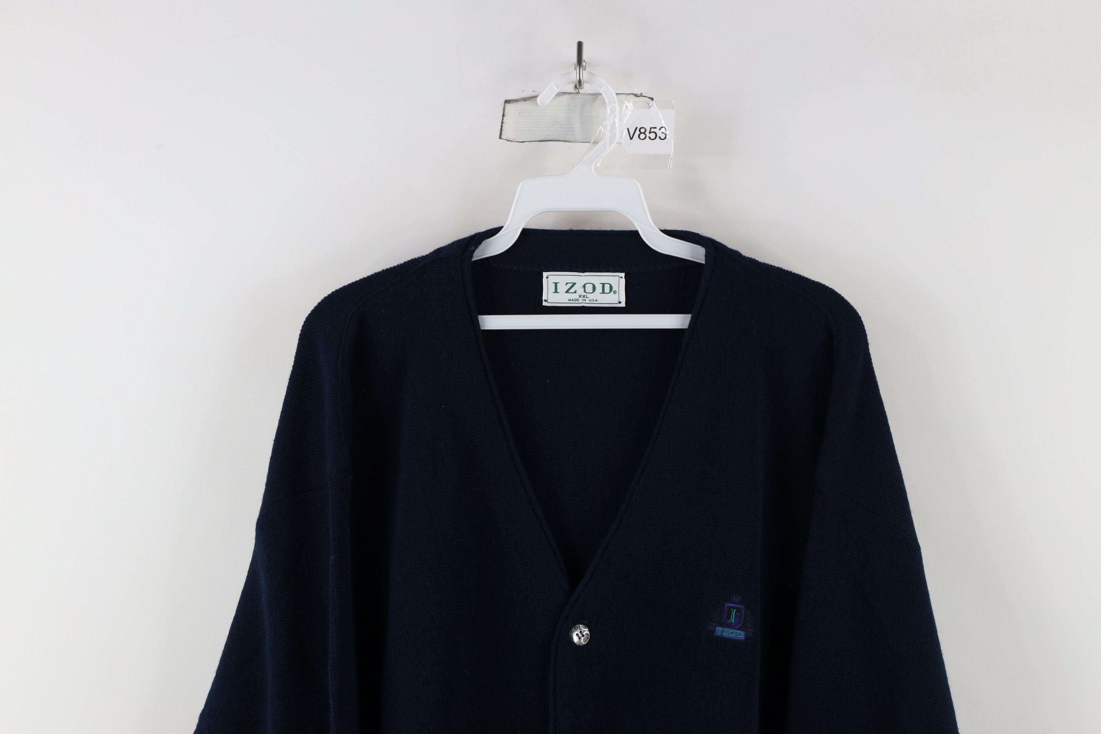 Izod × Vintage Vintage 90s Izod Out Crest Knit Cardigan Sweater Blue USA Size US XXL / EU 58 / 5 - 2 Thumbnail