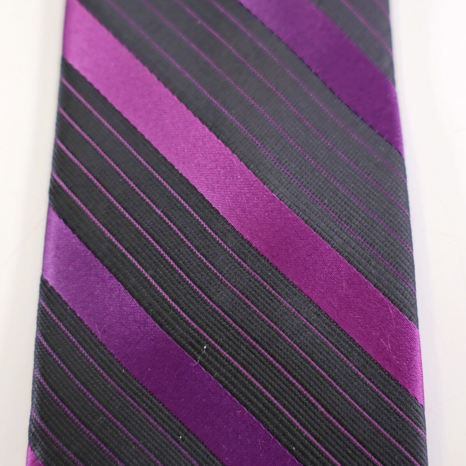 Apt. 9 Apt 9 Purple Black Striped Woven Polyester Skinny Tie Size ONE SIZE - 2 Thumbnail