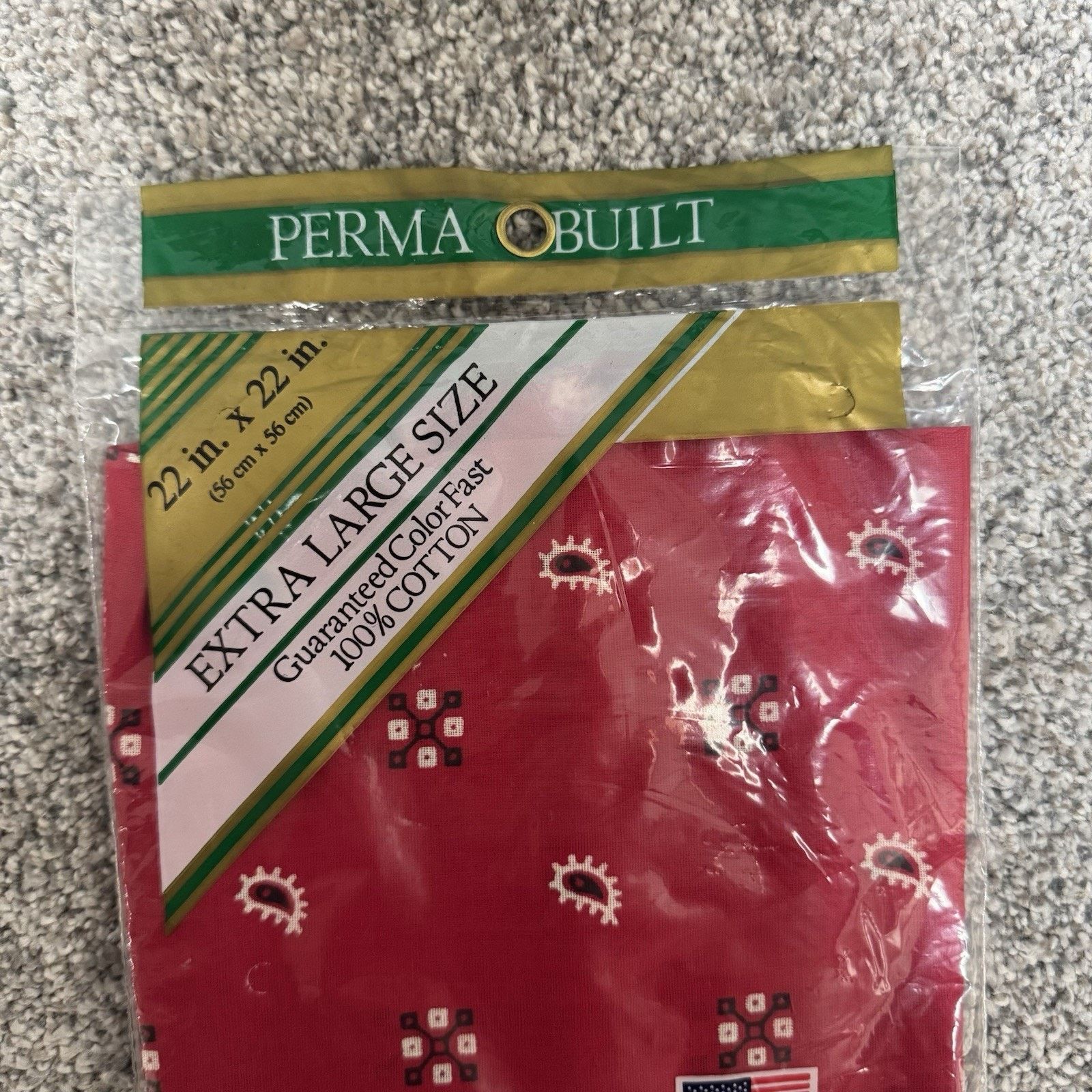 Other Vintage Pair Red Perma Built Bandana Handkerchiefs XL 22x22 Size ONE SIZE - 3 Thumbnail