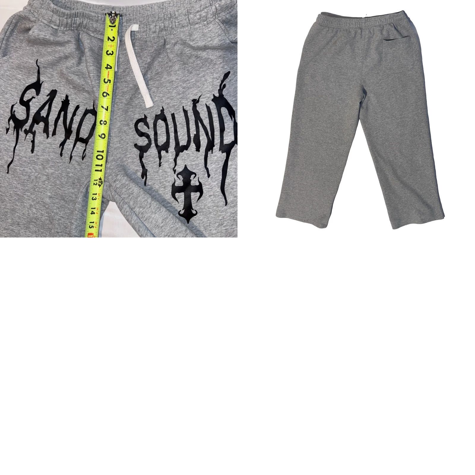 Vintage Sand Sound Graphic Drawstring Sweatpants L Gray Men Pants Size US 33 - 8 Thumbnail