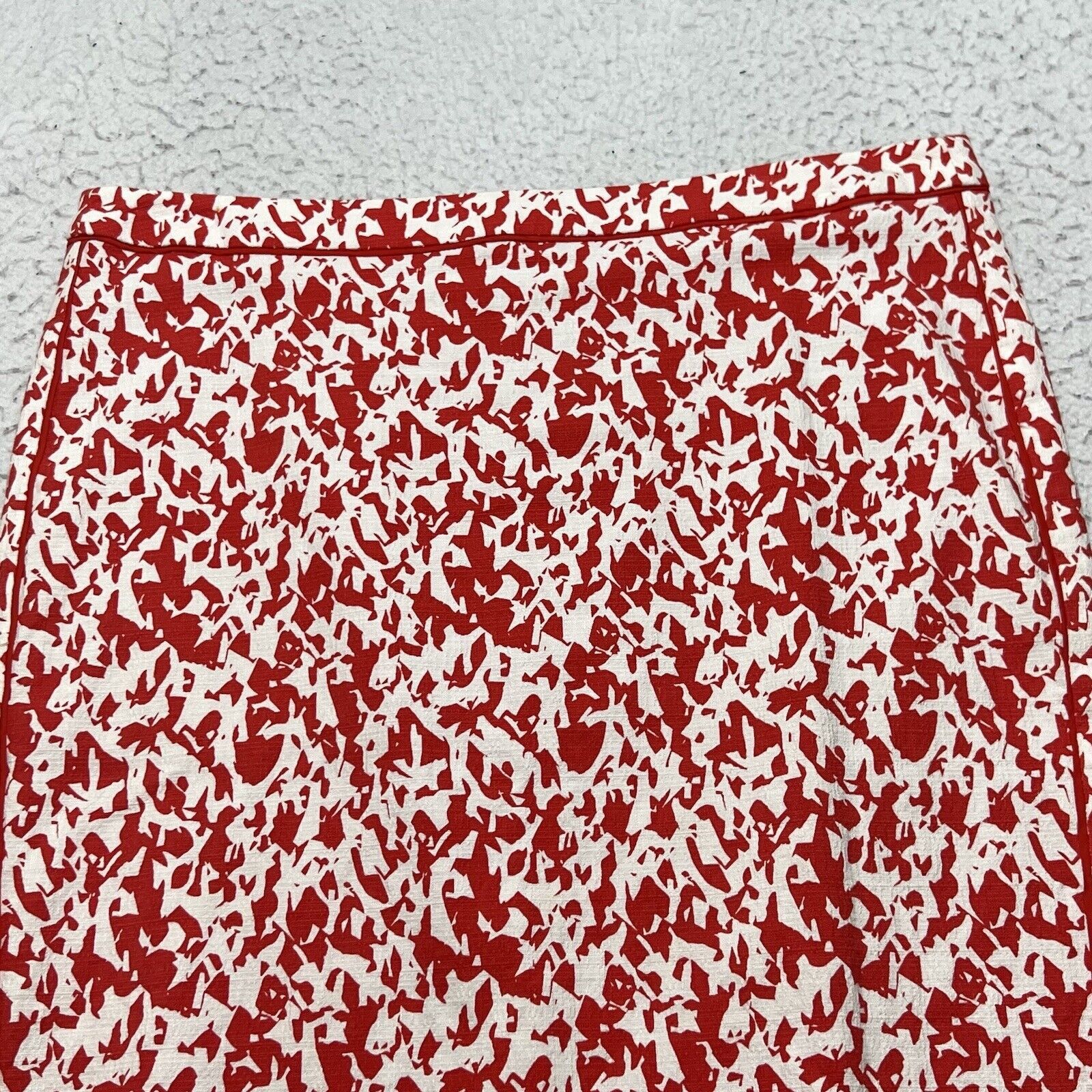 Nordstrom Halogen Pencil Skirt Lined Red Abstract Pattern Career Size 32" / US 10 / IT 46 - 2 Thumbnail