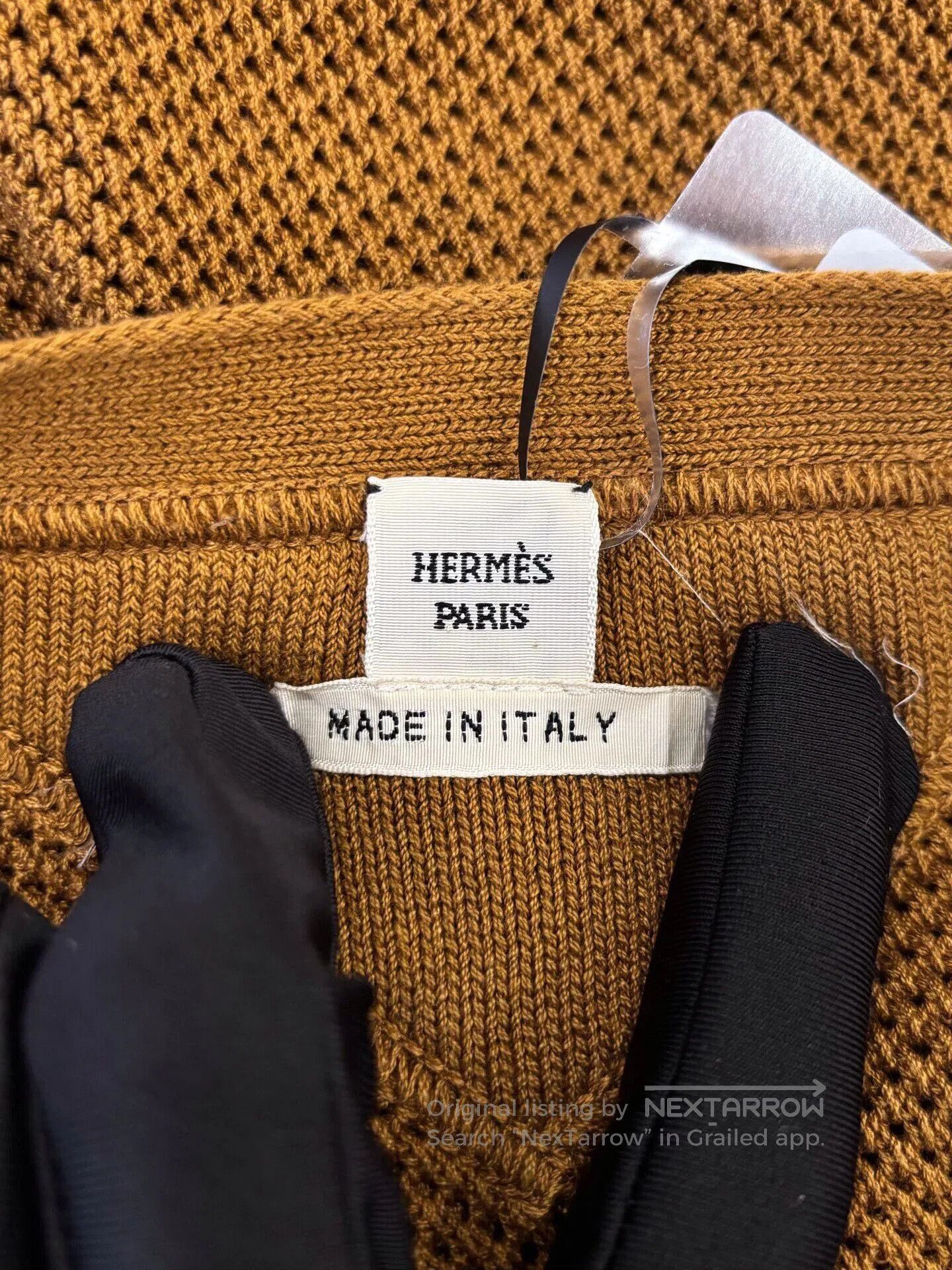 Hermes Hermes Brown Mesh Stripe Logo Tee. Size S / US 4 / IT 40 - 4 Thumbnail