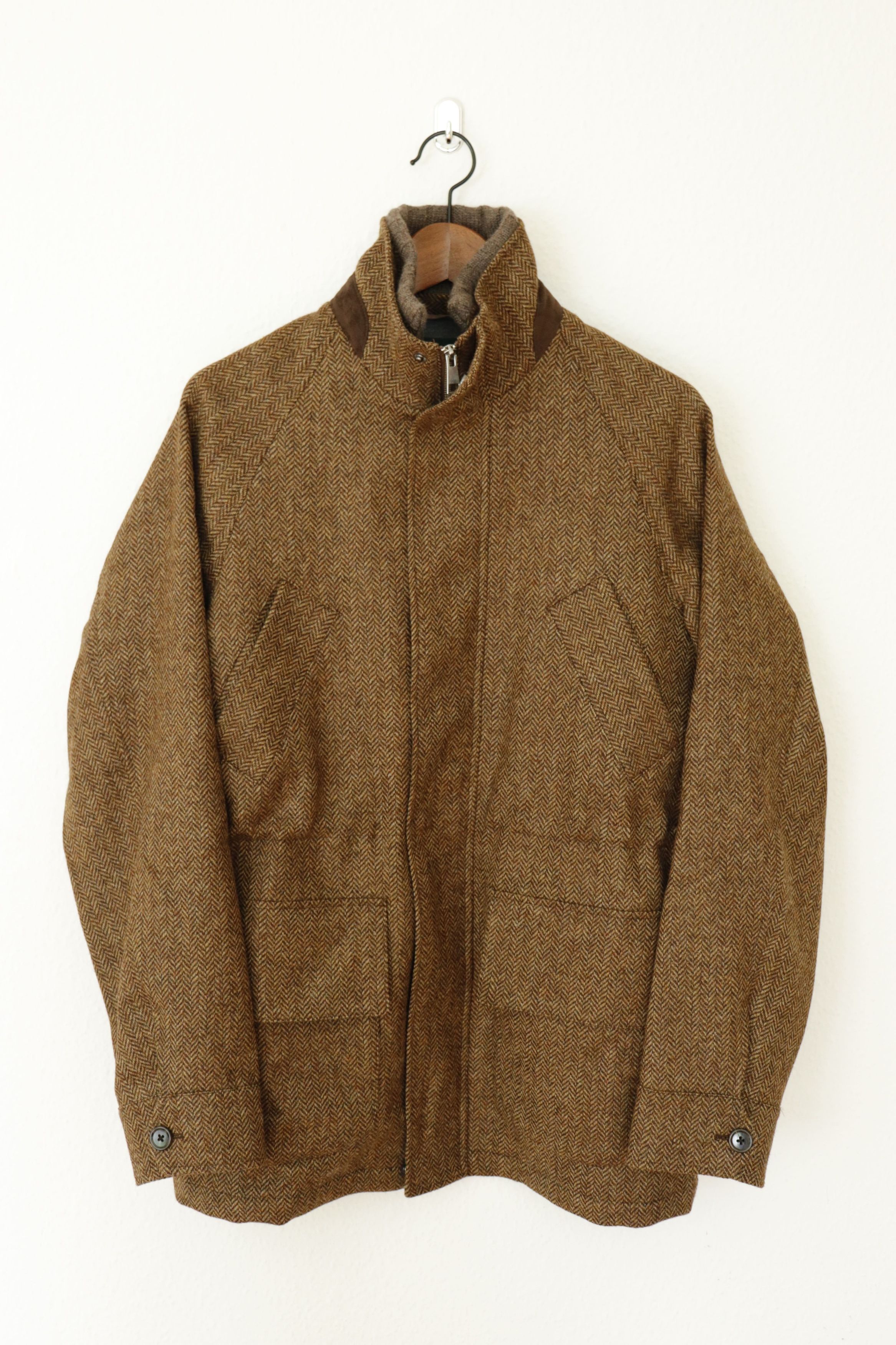 Anglo-Italian Cavour Raglan City Jacket in Herringbone Tweed Size US S / EU 44-46 / 1 - 1 Thumbnail