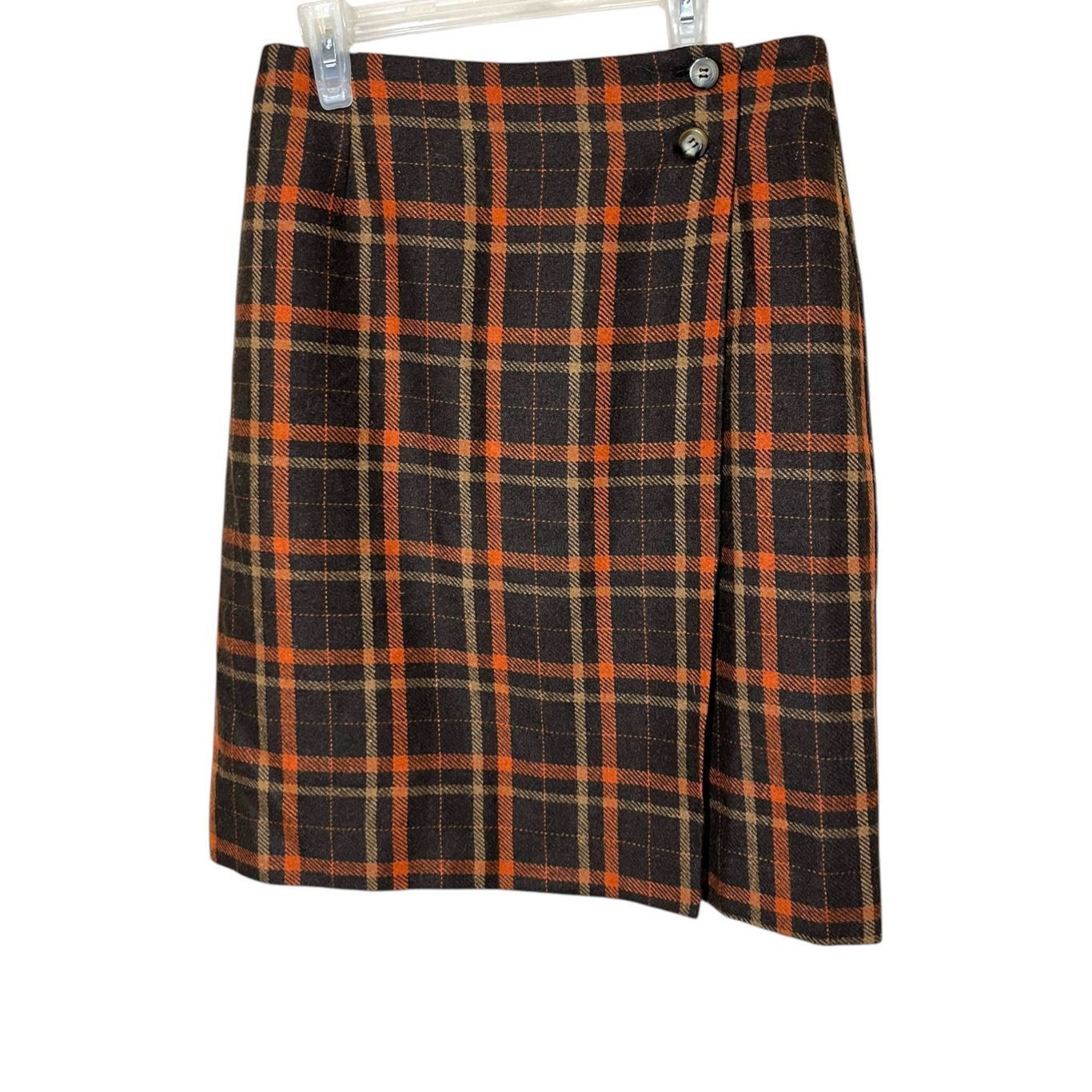 Other Vintage Michele Wool Blend Tartan Fringe Plaid School Girl Faux Wrap Skirt S Size 26" / US 2 / IT 38 - 1 Thumbnail
