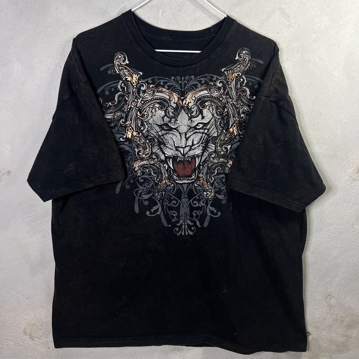 Affliction × Vintage VTG crazy y2k Cyberpunk Affliction Style Tiger Shirt Size US XL / EU 56 / 4 - 1 Thumbnail