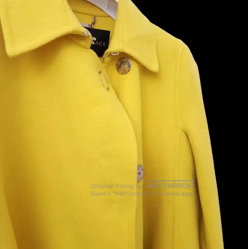 Versace Versace Yellow Cashmere Mid-Length Coat . Size S / US 4 / IT 40 - 3 Thumbnail