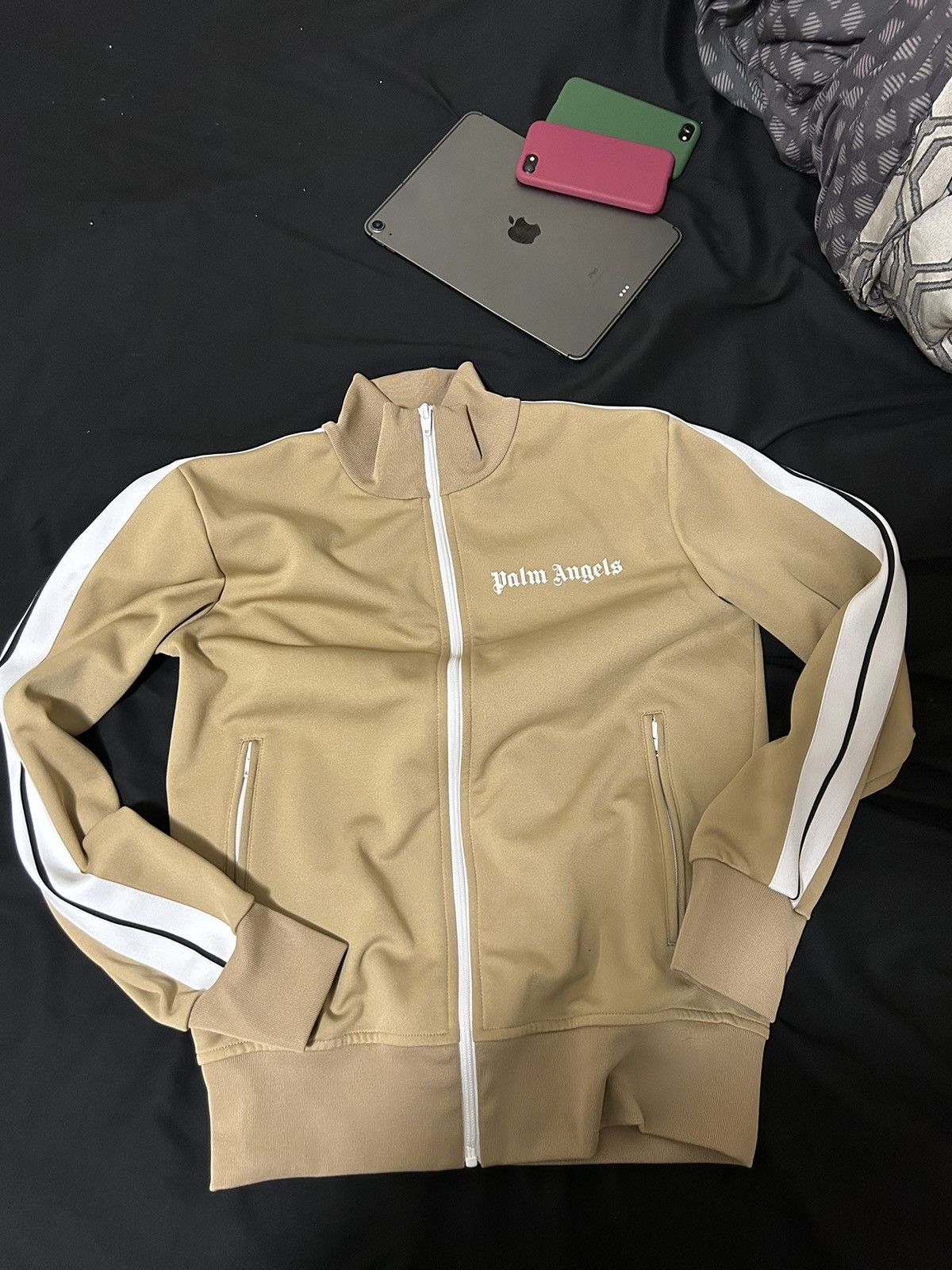 image of Palm Angels Track Jacket in Tan, Men's (Size Small)