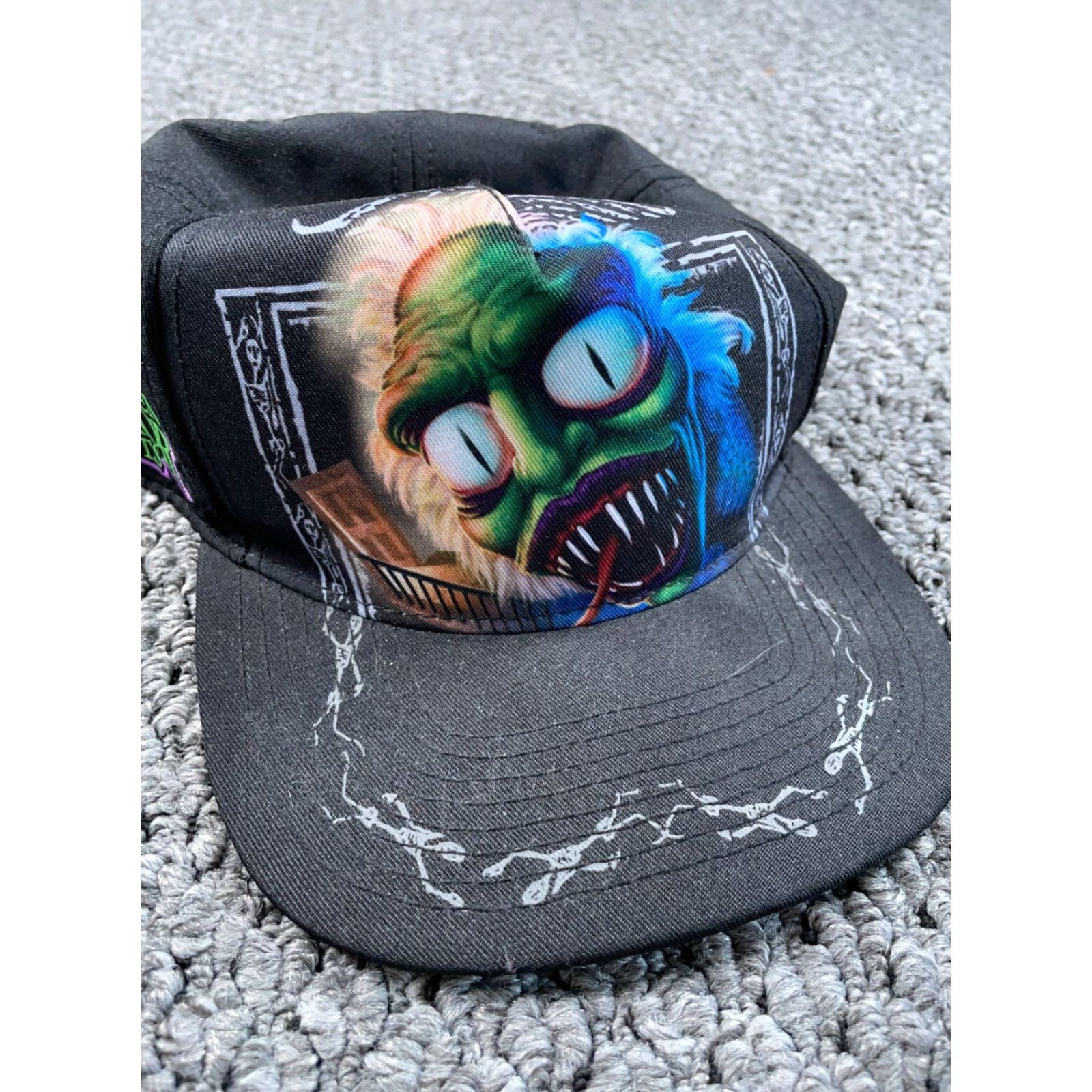 Vintage Universal Studios Beetlejuice Halloween Horror Nights Snapback Hat One Size Black Polyester Vintage Yes Size ONE SIZE - 6 Thumbnail