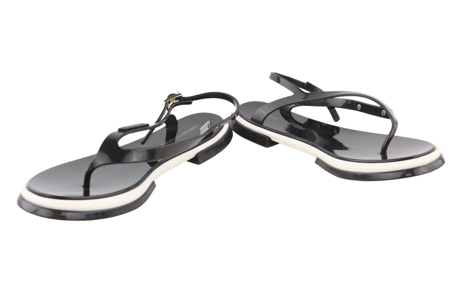 Emporio Armani EU37 Black Jelly Thong Slingback 84786 Size US 6 / IT 36 - 4 Thumbnail