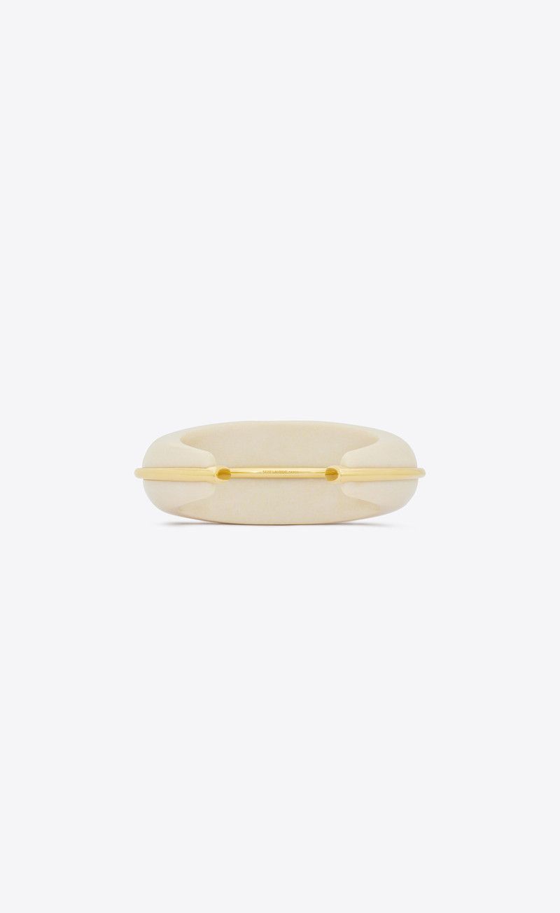 Saint Laurent Paris o1bcso1str0226 Size: M/Dome Cuff Bracelet in Beige Size ONE SIZE - 2 Thumbnail