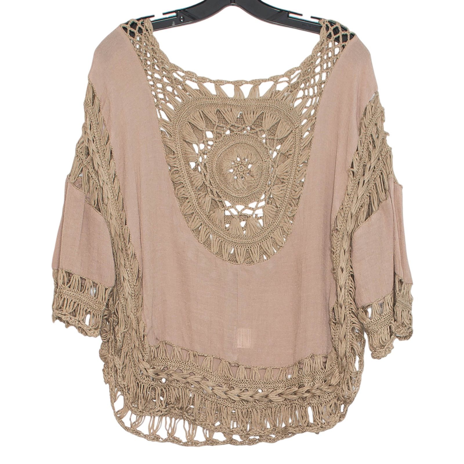 Other NWT Top Crochet Boho Cottage Oversize Festival Brown Small Size S / US 4 / IT 40 - 2 Thumbnail
