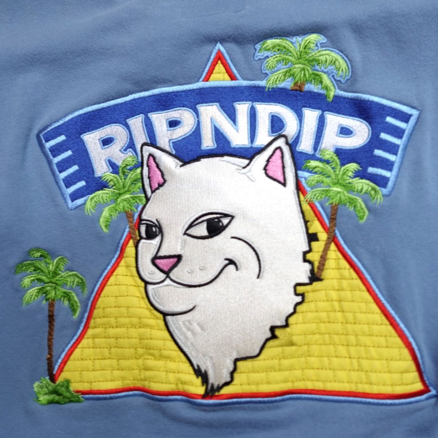 RIPNDIP VINTAGE RIPNDIP Sweatshirt Mens Crew Neck Long Sleeve Blue Embroidered Cat Pyramid Double Sided M Size US M / EU 48-50 / 2 - 2 Thumbnail