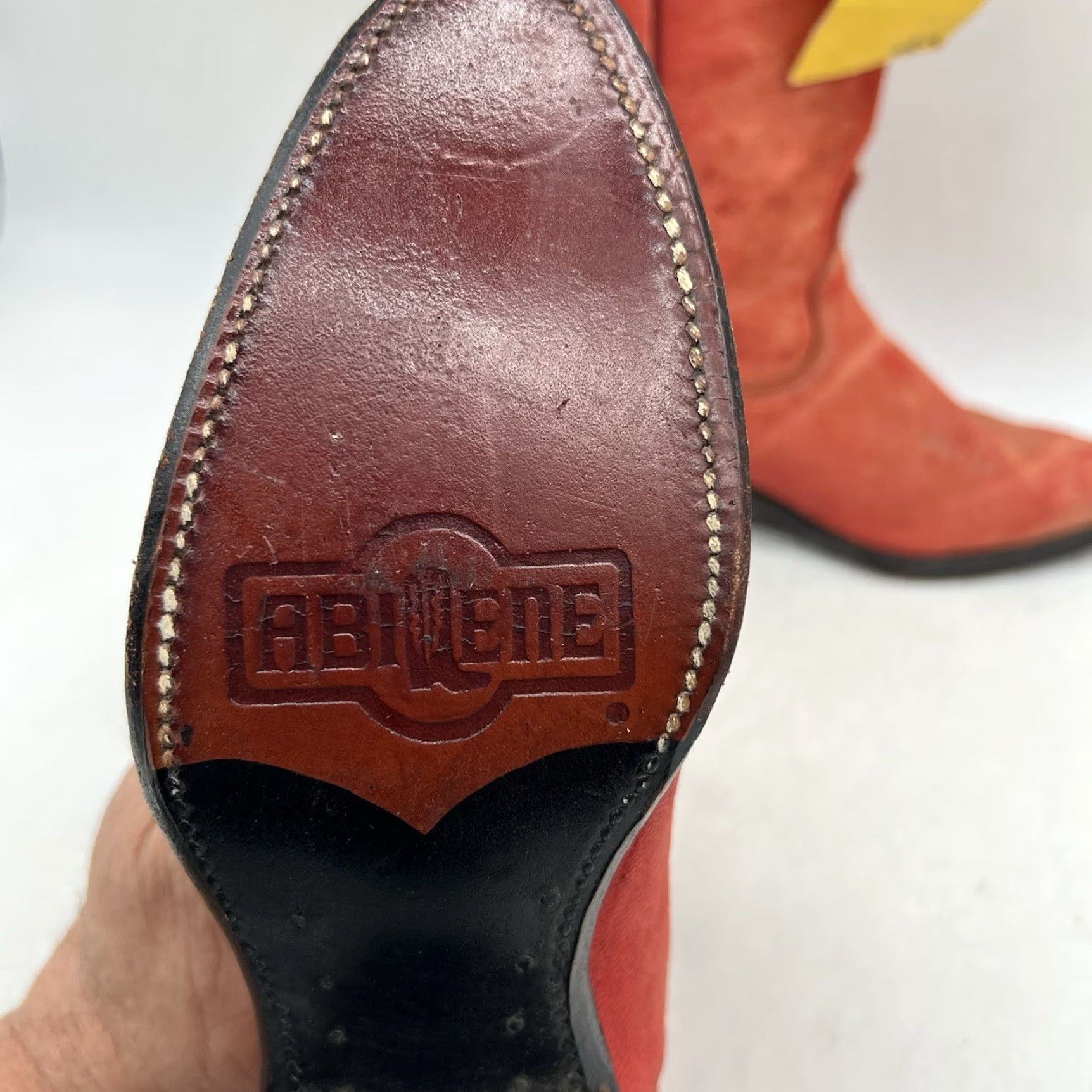 Vintage ABILENE Women's Boots Cowgirl Western Knee High Leather Red Pointed Embroidered NWD 6.5M Size US 7 / IT 37 - 5 Thumbnail
