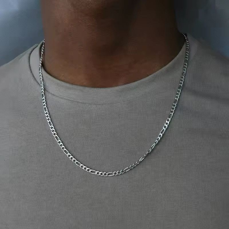 Jewelry 50 Cm 4Mm Figaro Chain Necklace in Silver, Men's