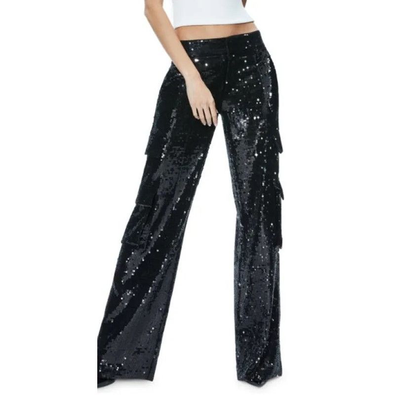 Alice + Olivia Alice + Olivia Hayes Sequin Cargo Pants black size 2 Size 26" / US 2 / IT 38 - 2 Thumbnail
