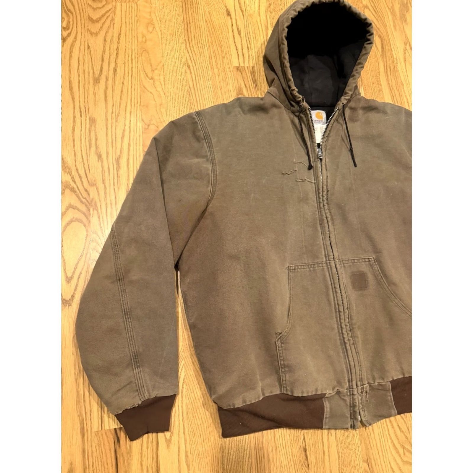 Carhartt VINTAGE Carhartt J68 Jacket Mens 2XLT Quilted Lined Distressed Workwear Bomber Jacket Brown, 90s USA Carhartt J68, Big & Tall Mens Jacket Size US XXL / EU 58 / 5 - 3 Thumbnail
