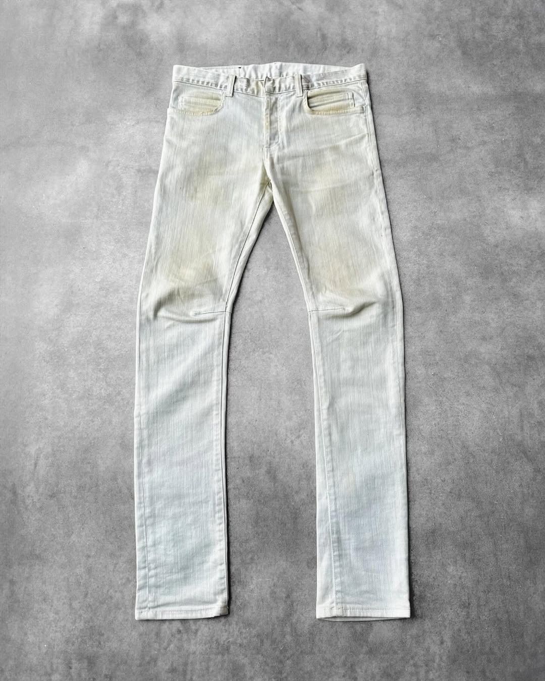 Balmain Balmain SS12 Dirty Coated Pale Yellow Washed Jeans Size US 31 - 1 Thumbnail
