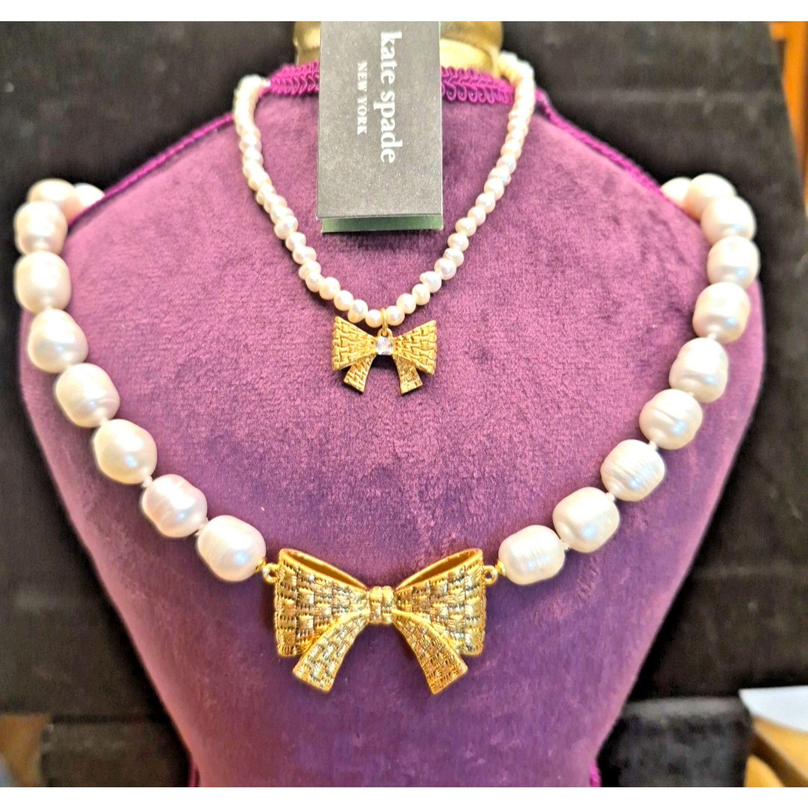 Kate Spade Kate Spade Natural Pearl Gold Bow Necklace & Bracelet Set Size ONE SIZE - 4 Thumbnail
