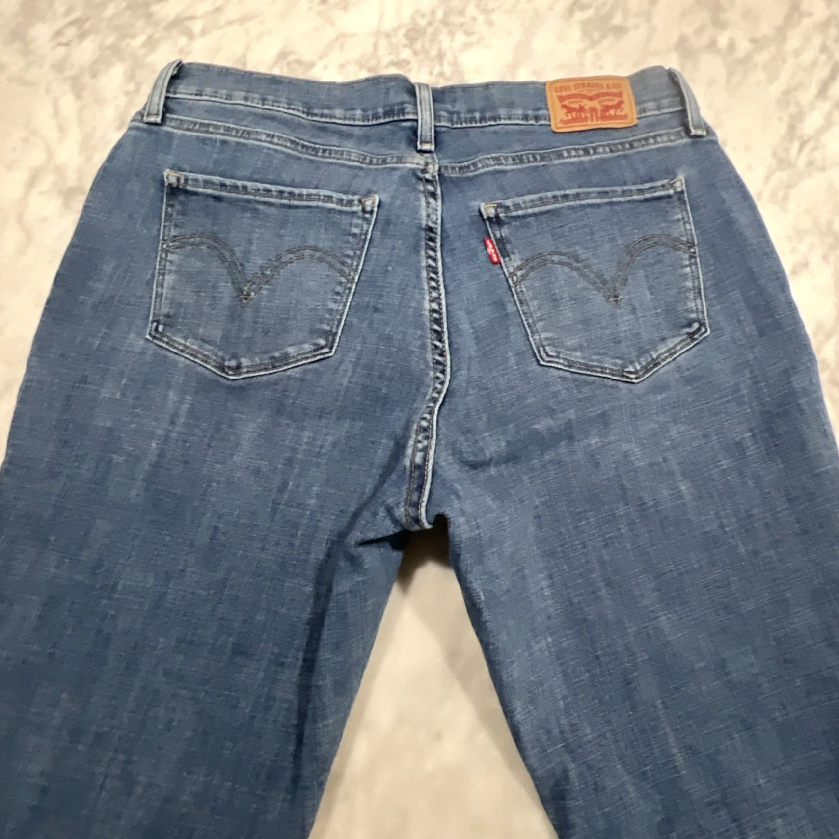 Levi's Levi's Jeans Curvy Bootcut Women 31 Stretch Blue Fade Whiskers 31L Mid Rise Denim Pants Size 31" - 4 Thumbnail
