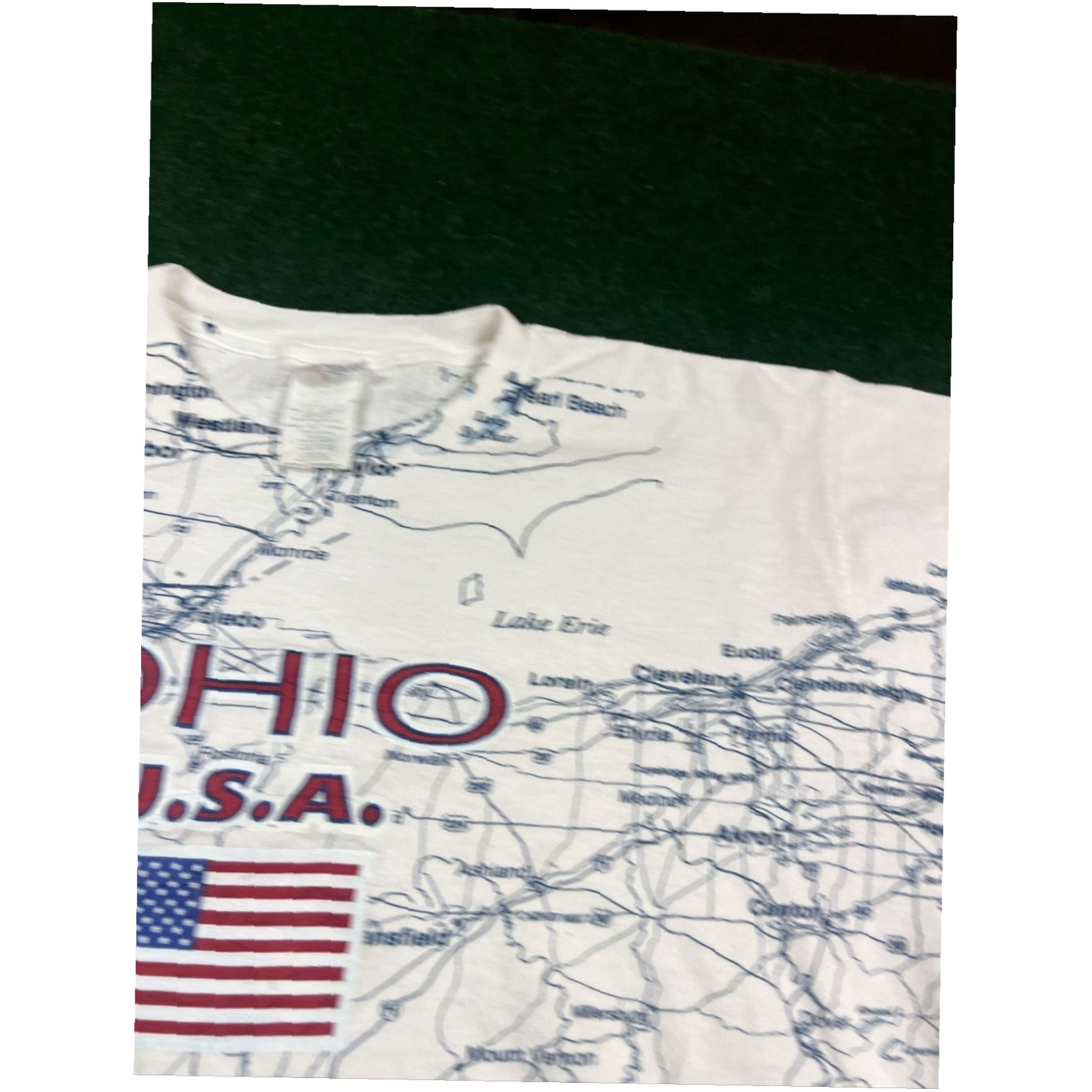 TEE JAYS Vtg Ohio Map White T-Shirt size large all over print big graphic 90s Size L / US 10 / IT 46 - 7 Thumbnail