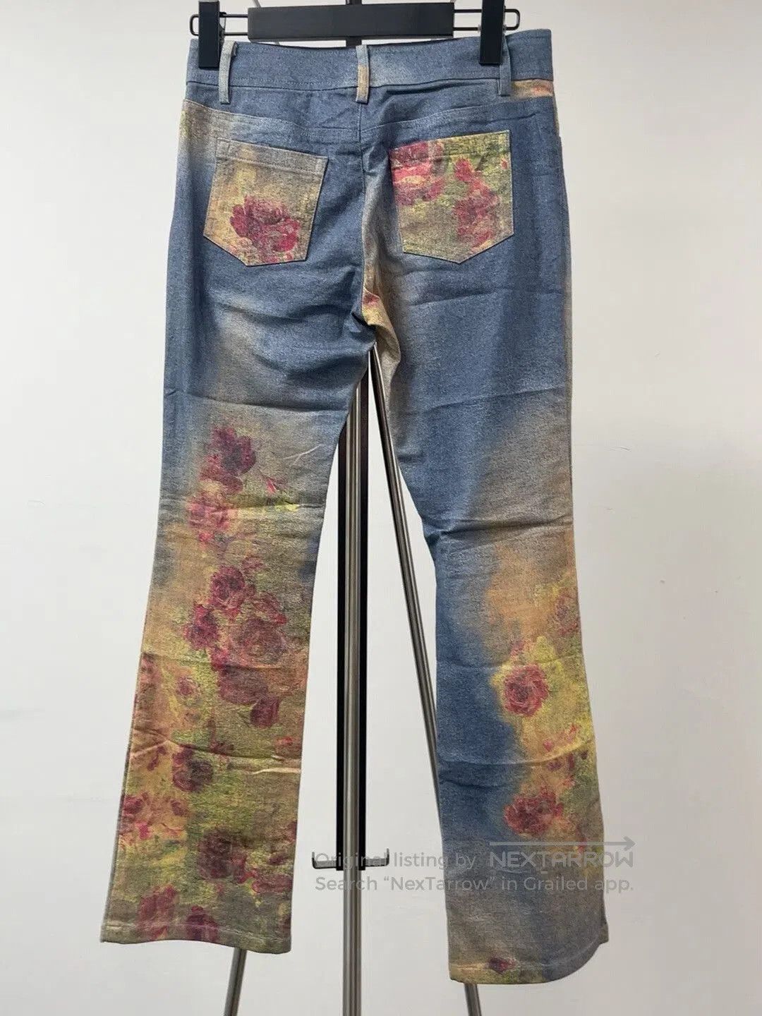 Tornado Mart Beautiful Painted Denim Rose Jeans. Size 37" - 2 Thumbnail