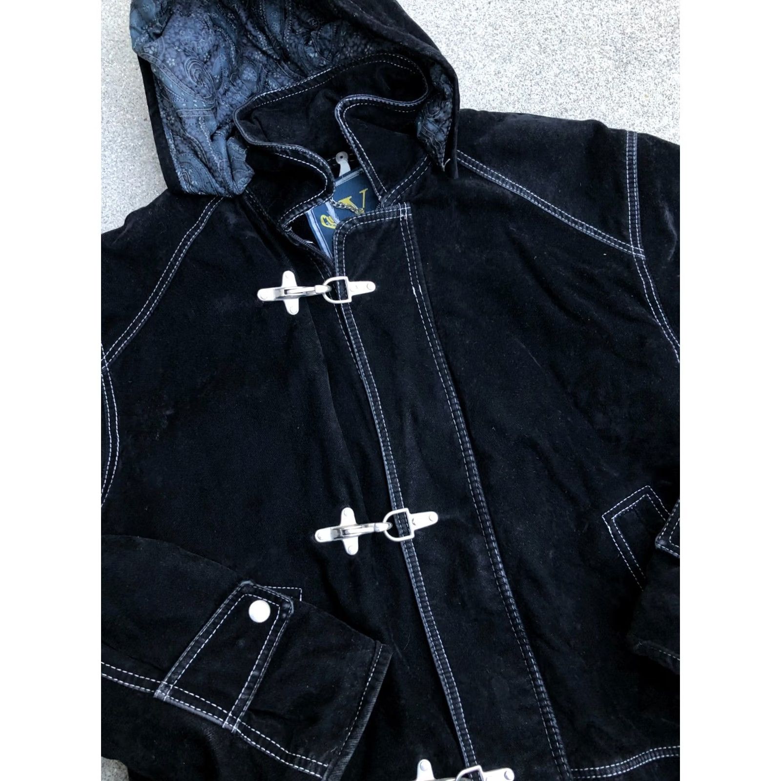 Vintage V PE.CA. Fireman Metal Clips Jacket Men's 2XL Black Quilted Lining Hoodie Italy Size US XXL / EU 58 / 5 - 2 Thumbnail