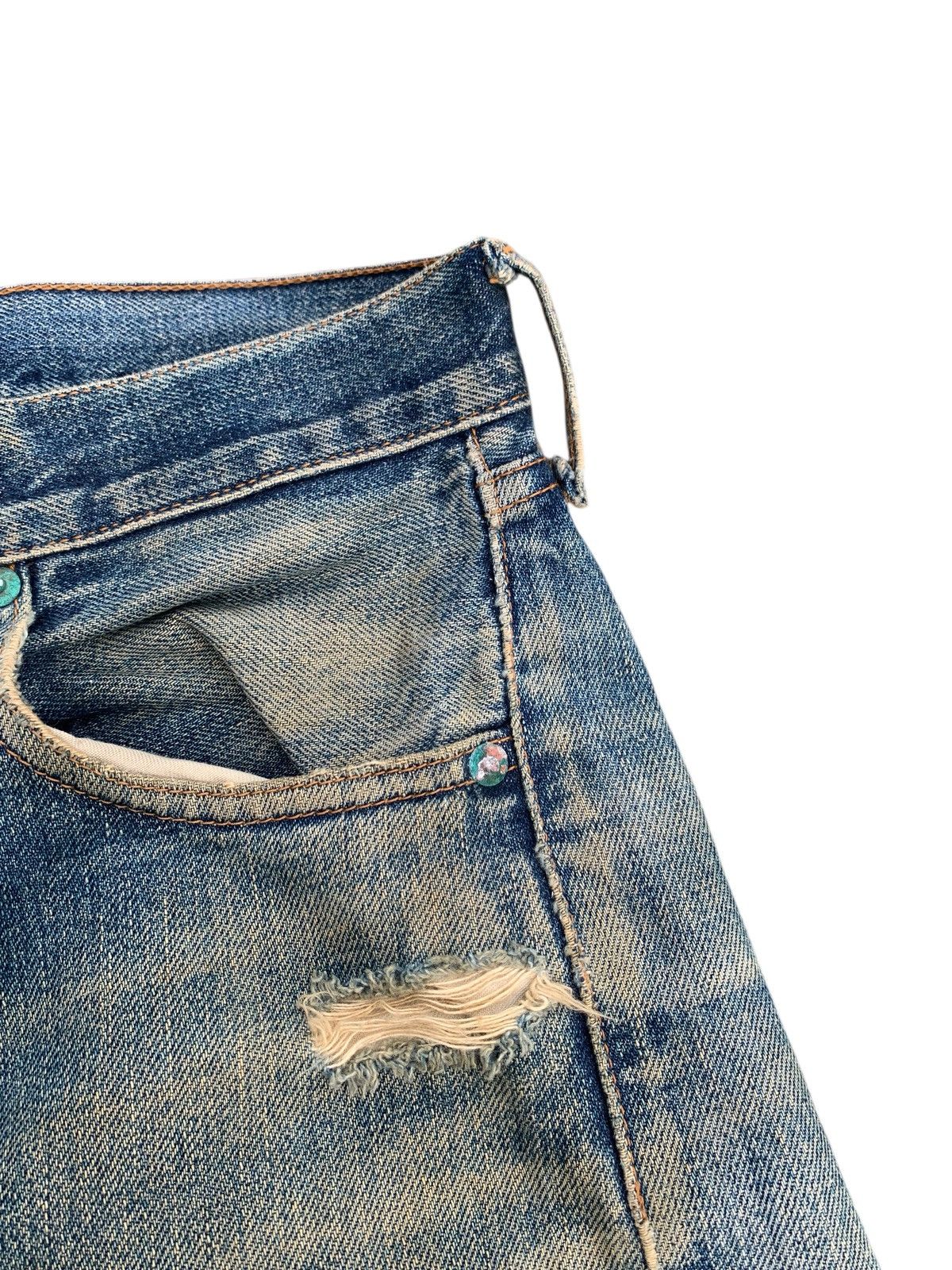 Levi's TRASHER💥VINTAGE LEVIS BIG E SELVEDGE DAMAGE DISTRESSED DENIM Size US 31 - 13 Thumbnail