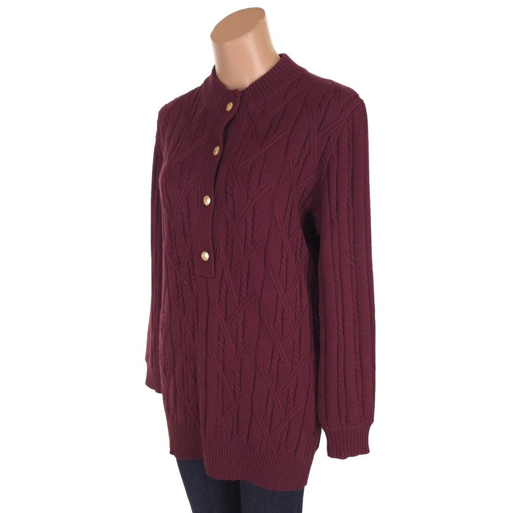 Celine Vintage 80s/90s Celine Paris 1/2 Crest Button Sweater Size M Size M / US 6-8 / IT 42-44 - 3 Thumbnail