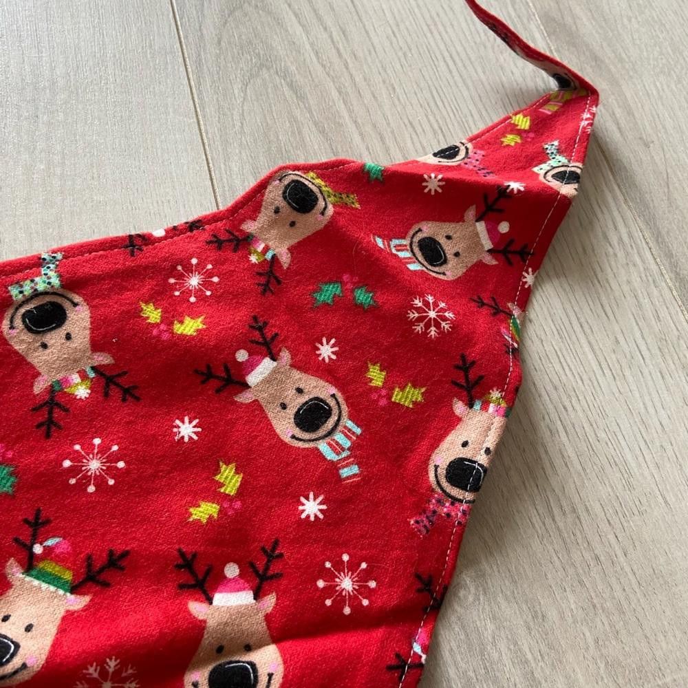 Designer Red Reindeer Dog Bandana Size ONE SIZE - 3 Thumbnail