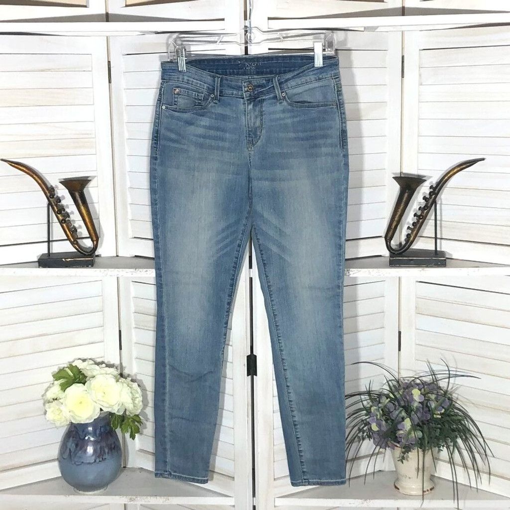 Vintage light blue retro style stretchy skinny jeans cotton Sz 28 Size 28" / US 6 / IT 42 - 1 Thumbnail