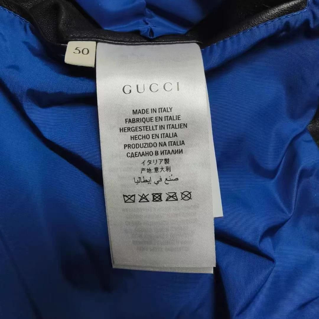Gucci Gucci Black Lambskin Jacket with Logo Print Size US L / EU 52-54 / 3 - 5 Thumbnail