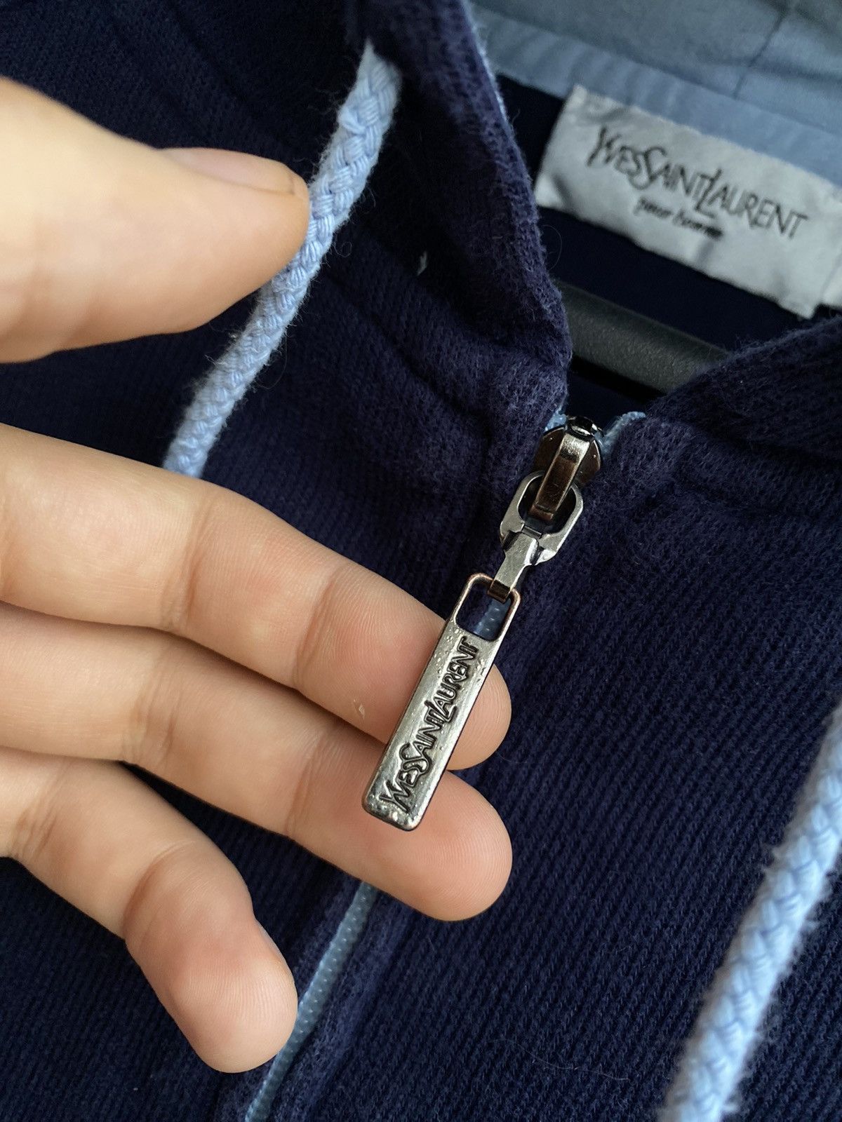 Yves Saint Laurent YSL Hoodie Zip YSL Sweatshirt Navy Size US XL / EU 56 / 4 - 4 Thumbnail