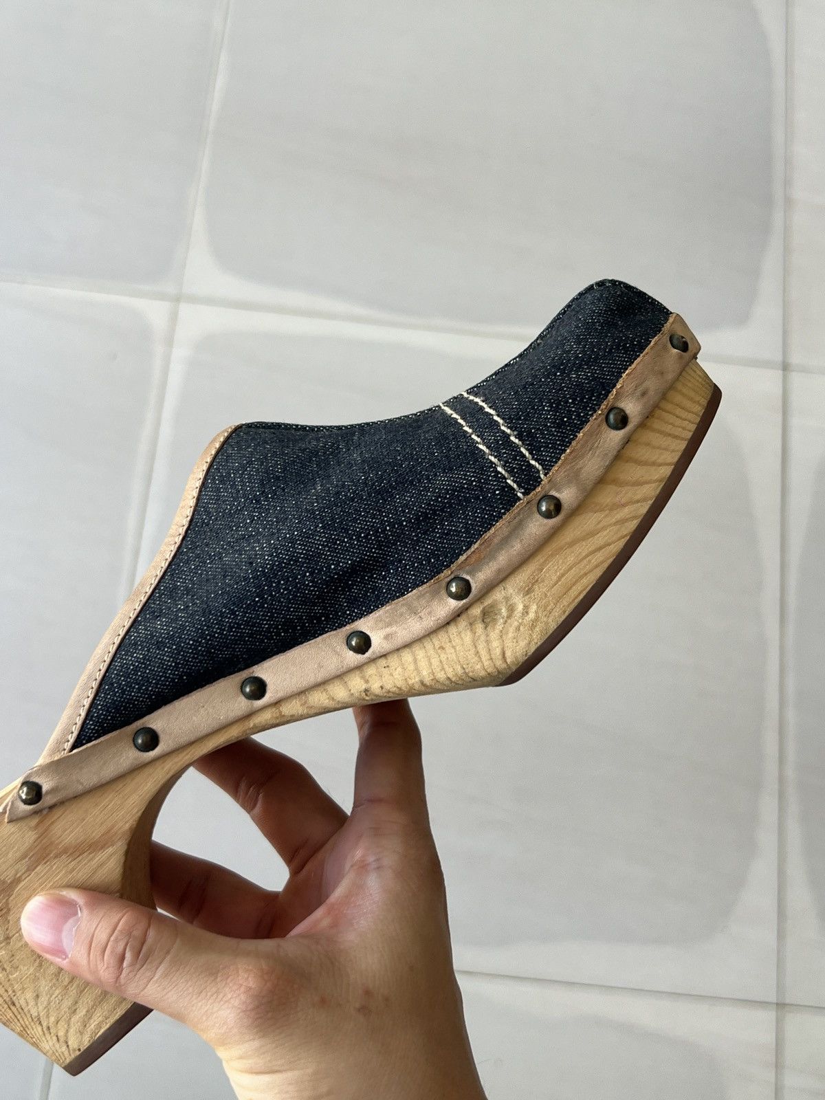 Miu Miu 1990s Miu Miu denim clogs Size US 8 / IT 38 - 20 Thumbnail