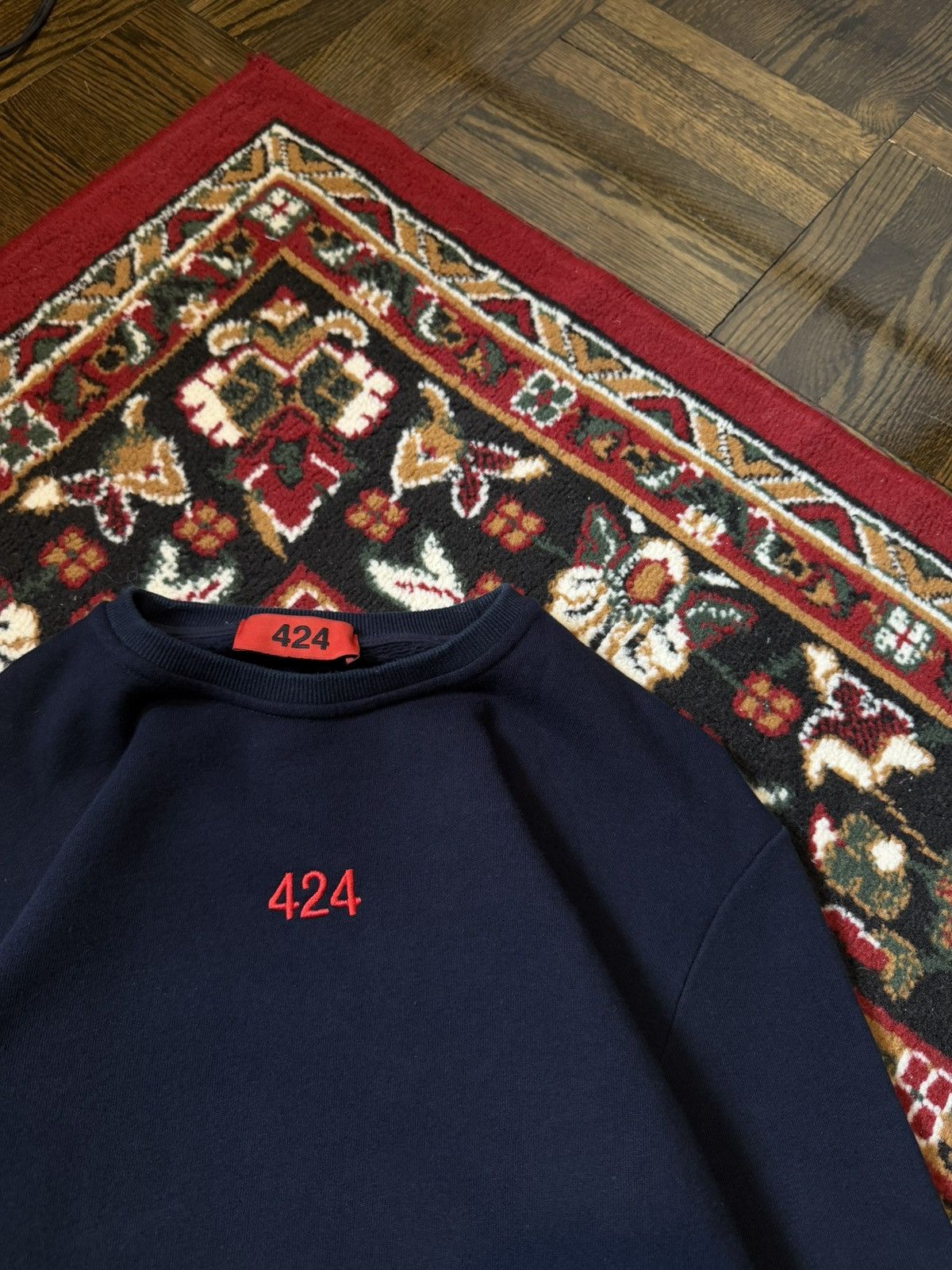 424 424 Embroidered Sweatshirt Crewneck Size Medium Navy Blue Size US M / EU 48-50 / 2 - 7 Thumbnail