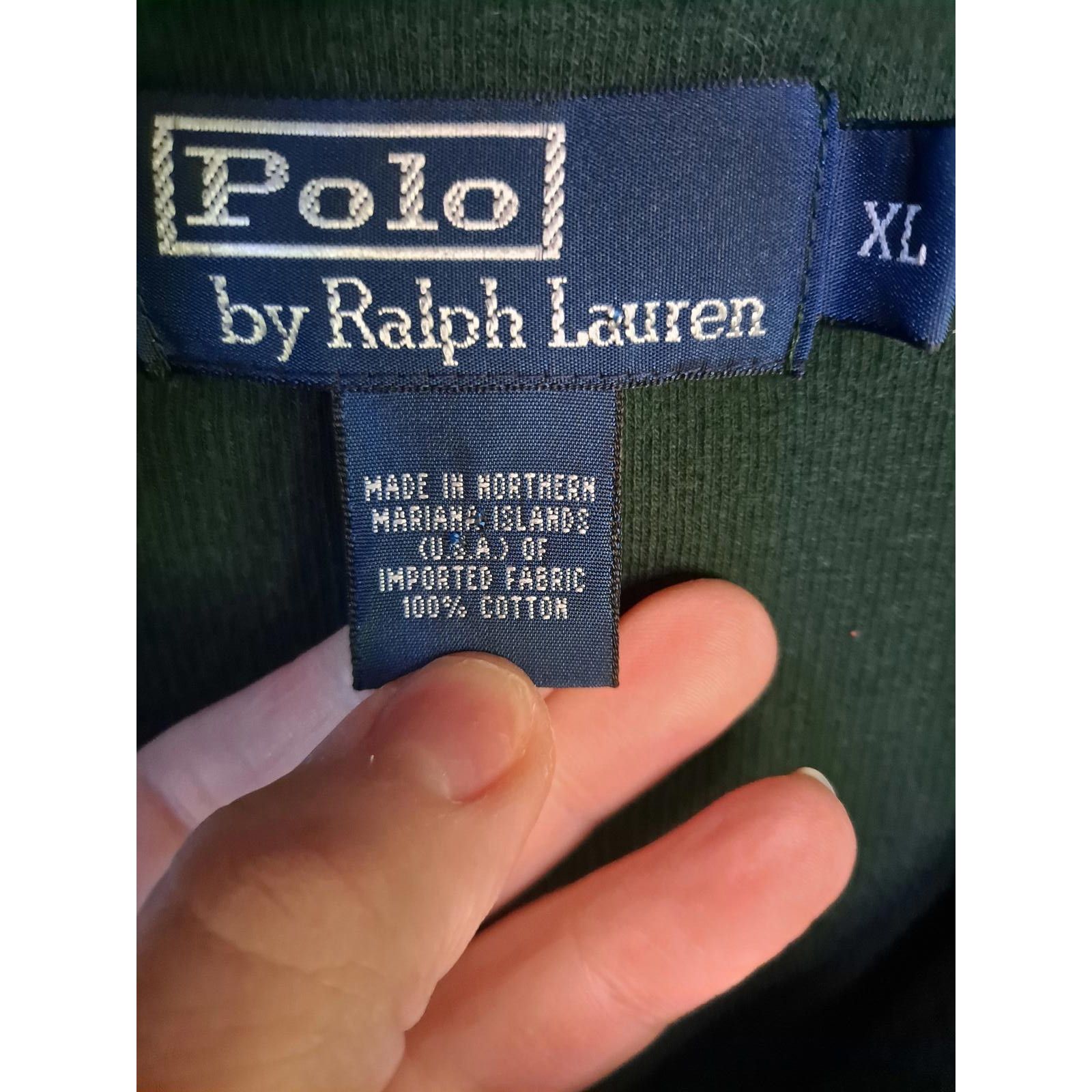 Polo Ralph Lauren Polo Ralph Lauren 1/4 Zip Green with Red Logo Sweater Size X Size US XL / EU 56 / 4 - 3 Thumbnail