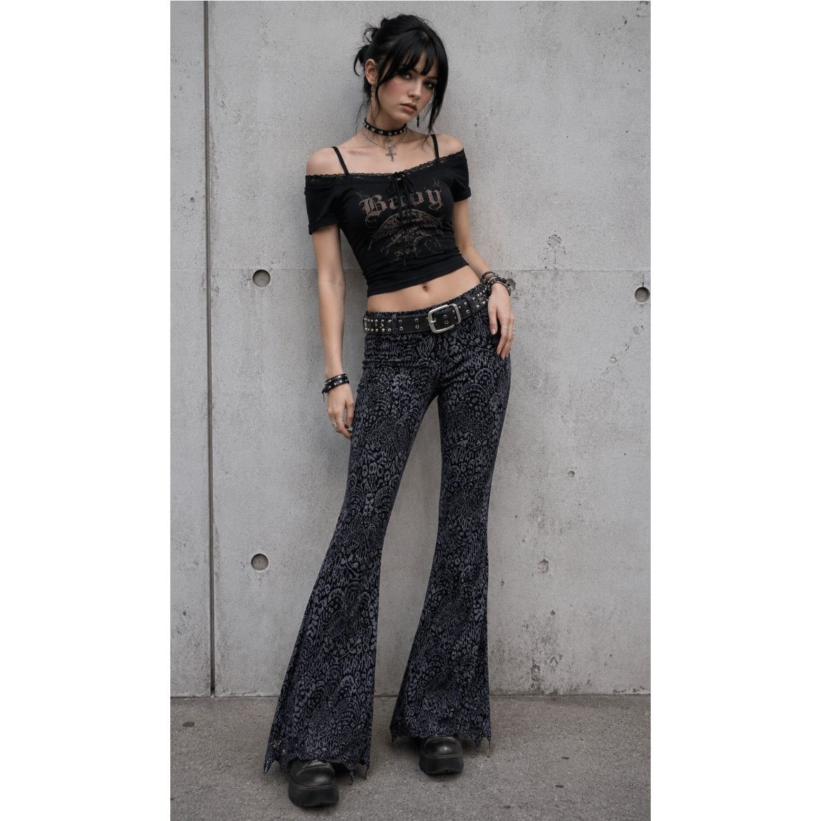 Other Y2K Georgie Grunge Low Rise Emo Goth Boho Y2K Flare Pants 2 Size 26" / US 2 / IT 38 - 1 Thumbnail