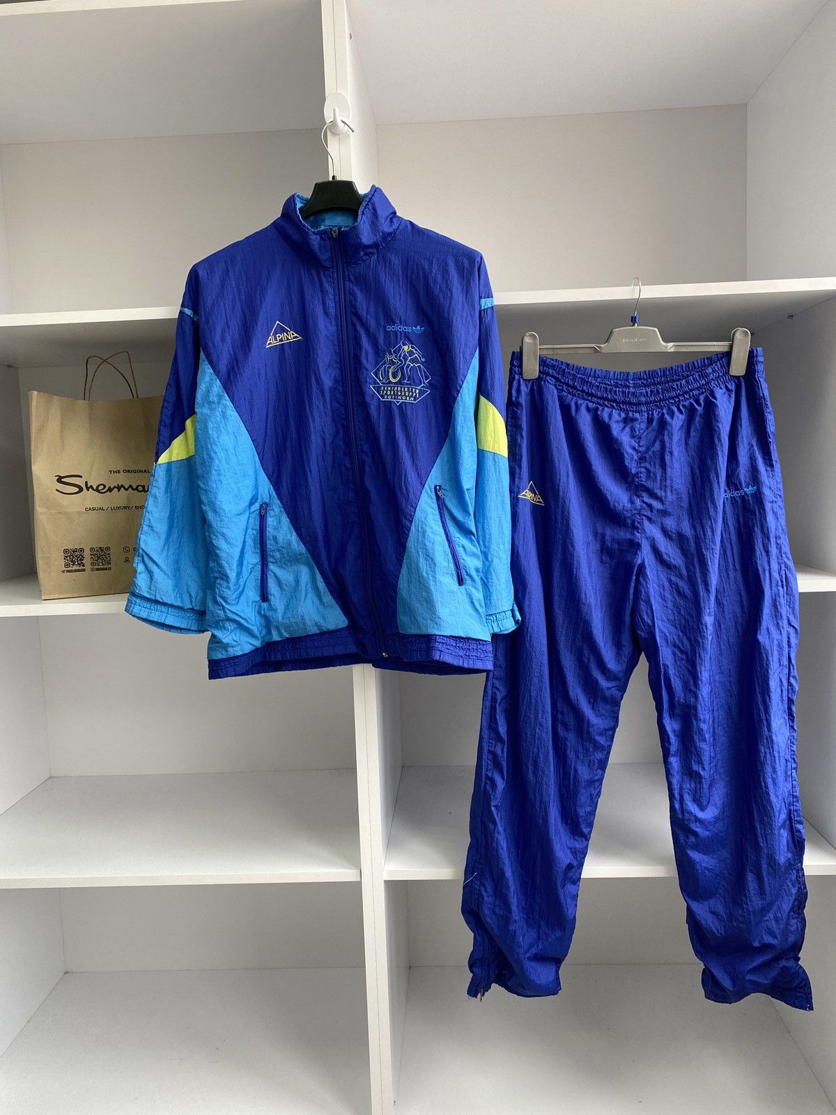 Adidas × Vintage Vintage 80's/90's Adidas ALPINA Full Tracksuit Blue Size US M / EU 48-50 / 2 - 7 Thumbnail