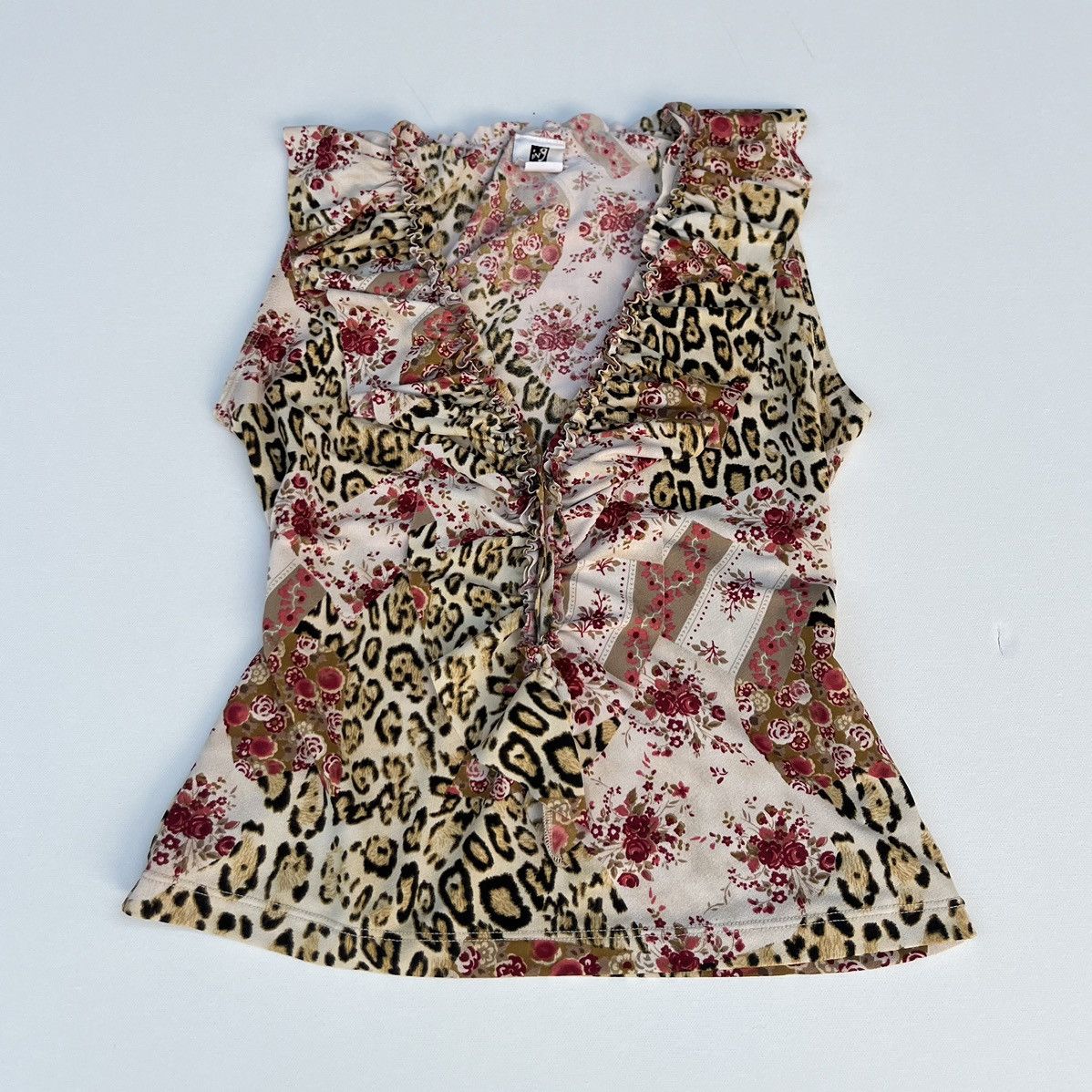 Designer × Other × Vintage 90s Vintage Leopard print ruffle blouse Size S / US 4 / IT 40 - 1 Thumbnail