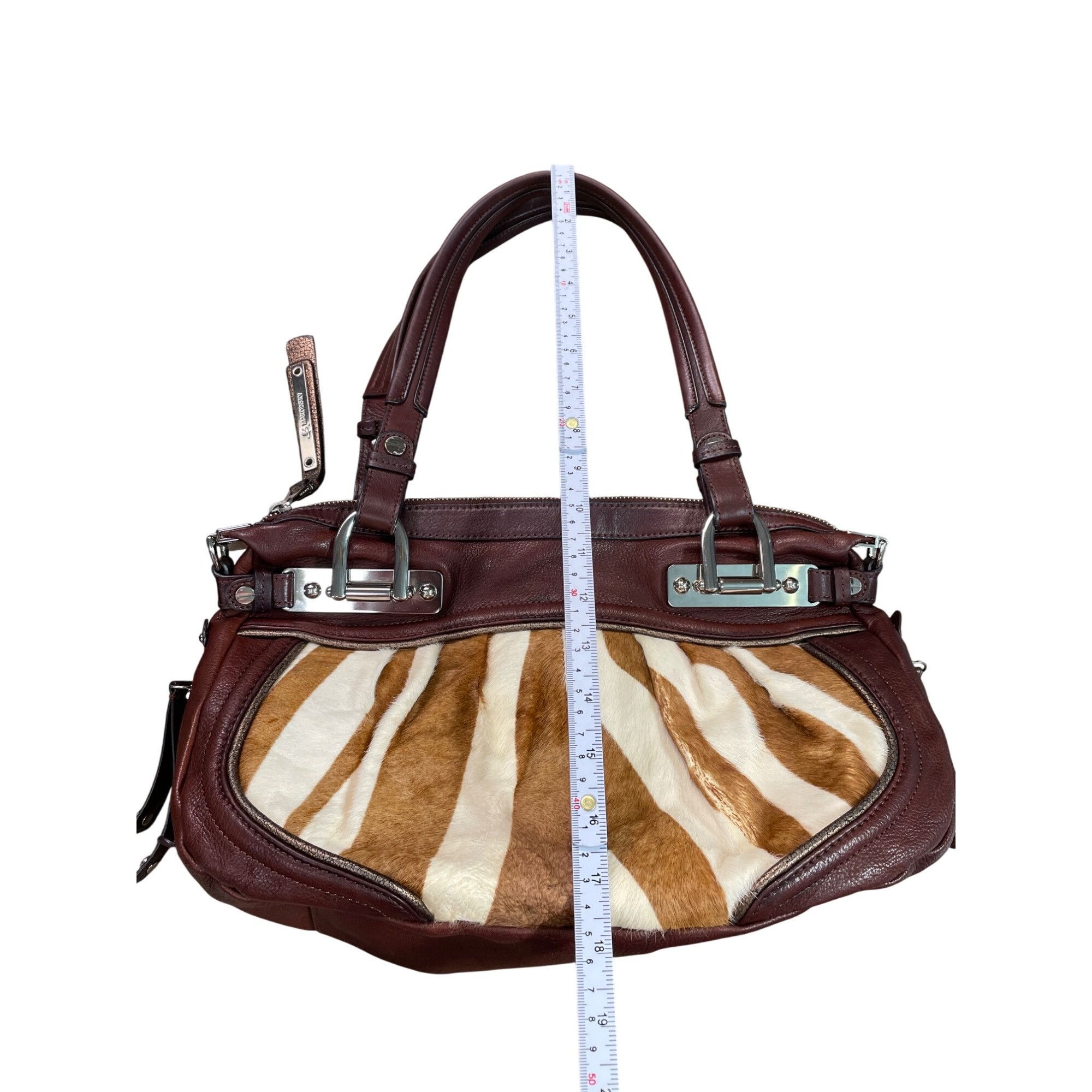 Other B. Makowsky Zebra Leather Shoulder Handbag Red/Brown Womens Size ONE SIZE - 7 Thumbnail