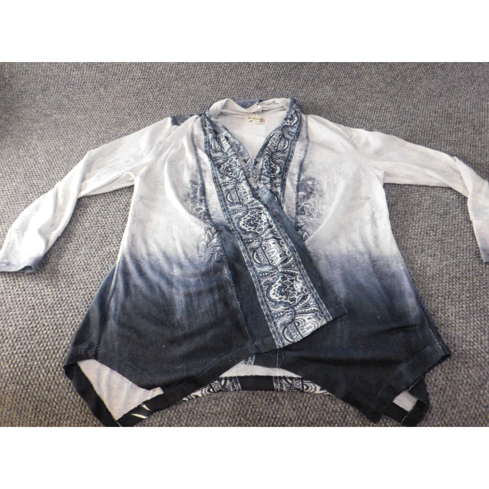 Vintage White Stag Cardigan Sweater Womens XL Blue Open Knit Raglan Sleeve Round Neck Pullover Stretch Geometric Pattern Modern Size XL / US 12-14 / IT 48-50 - 5 Thumbnail