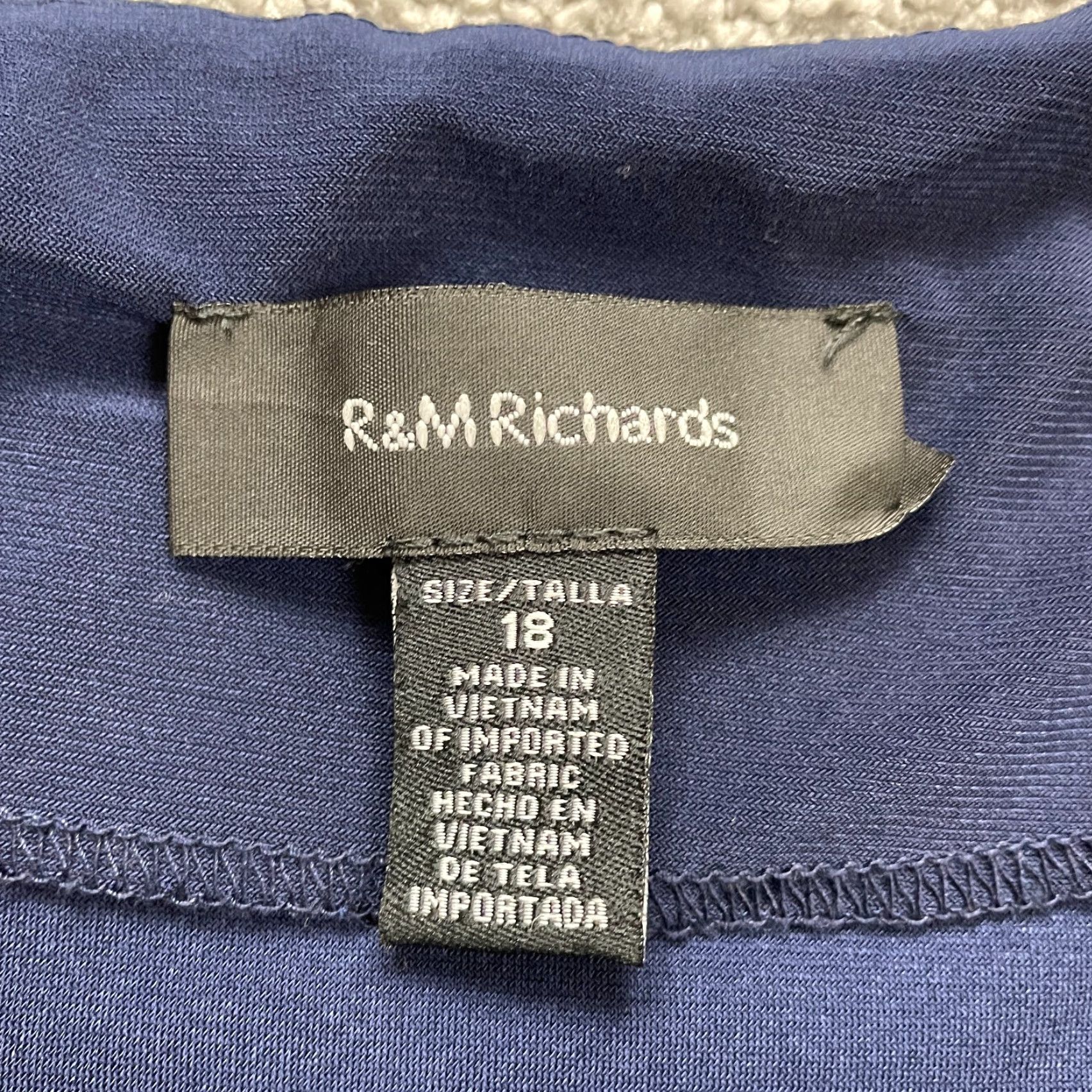 Vintage R&M Richards Cropped Cardigan Womens 18 Blue Long Sleeve Open Kimono Padded Size XXL / US 16-18 / IT 52-54 - 4 Thumbnail
