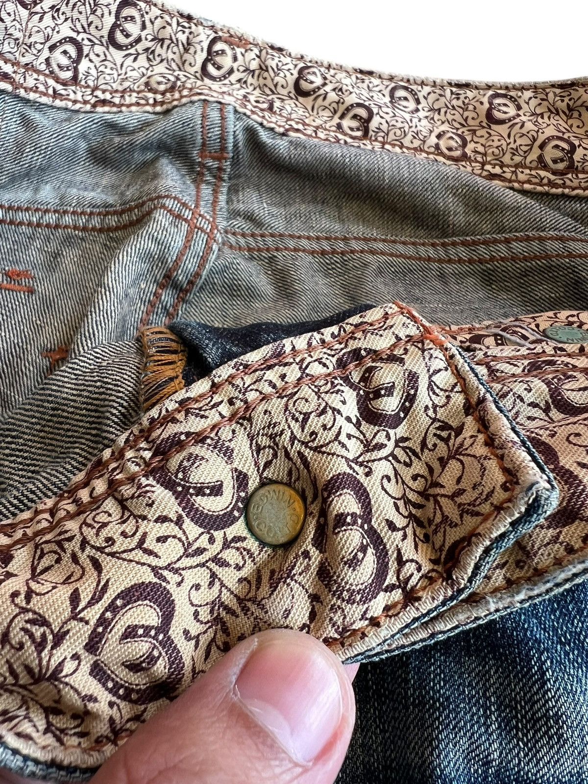 Edwin Vintage Flare Edwin 503 Blue Trip Clawmark Distress Jean Size US 33 - 12 Thumbnail
