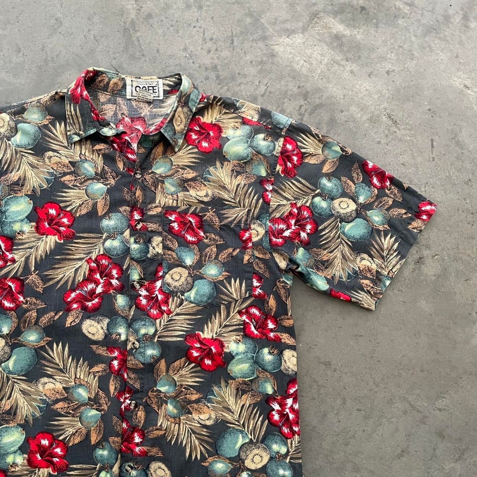 Vintage Vintage Café Grey Tropical Hawaiian Shirt Size US S / EU 44-46 / 1 - 3 Thumbnail