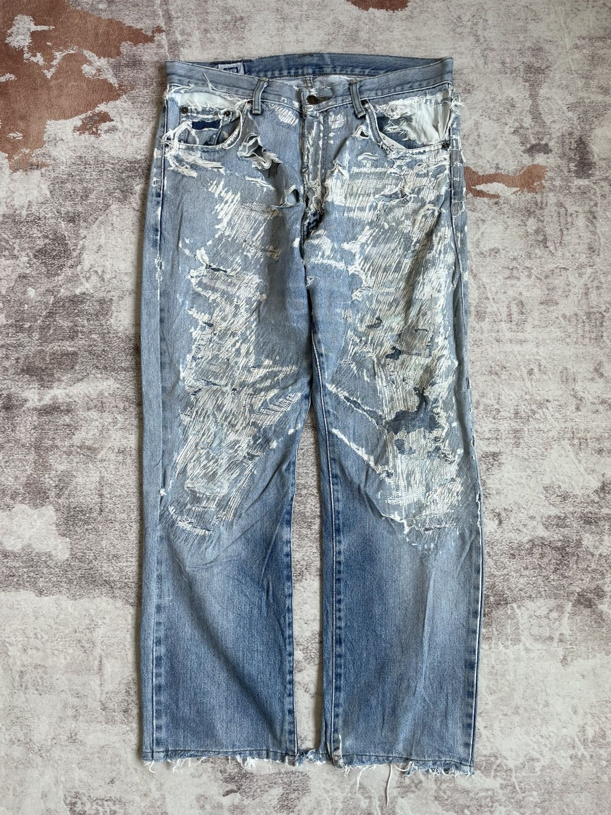 If Six Was Nine Vintage Edwin 404 Thrashed Denim Pants Size US 32 / EU 48 - 1 Thumbnail
