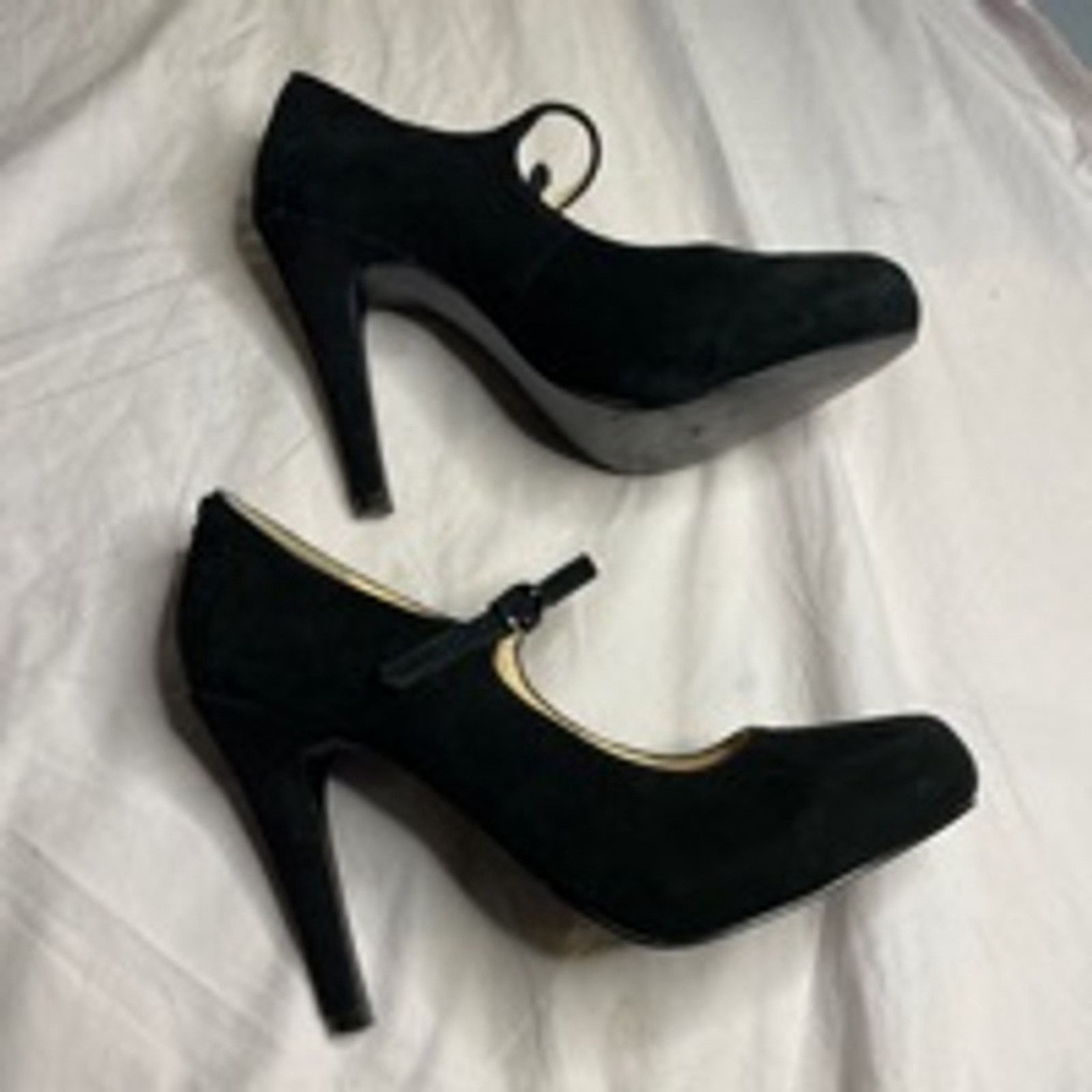 Guess Guess Black Suede Mary Jane High Heel Pumps Women’s 7M Size US 7 / IT 37 - 4 Thumbnail