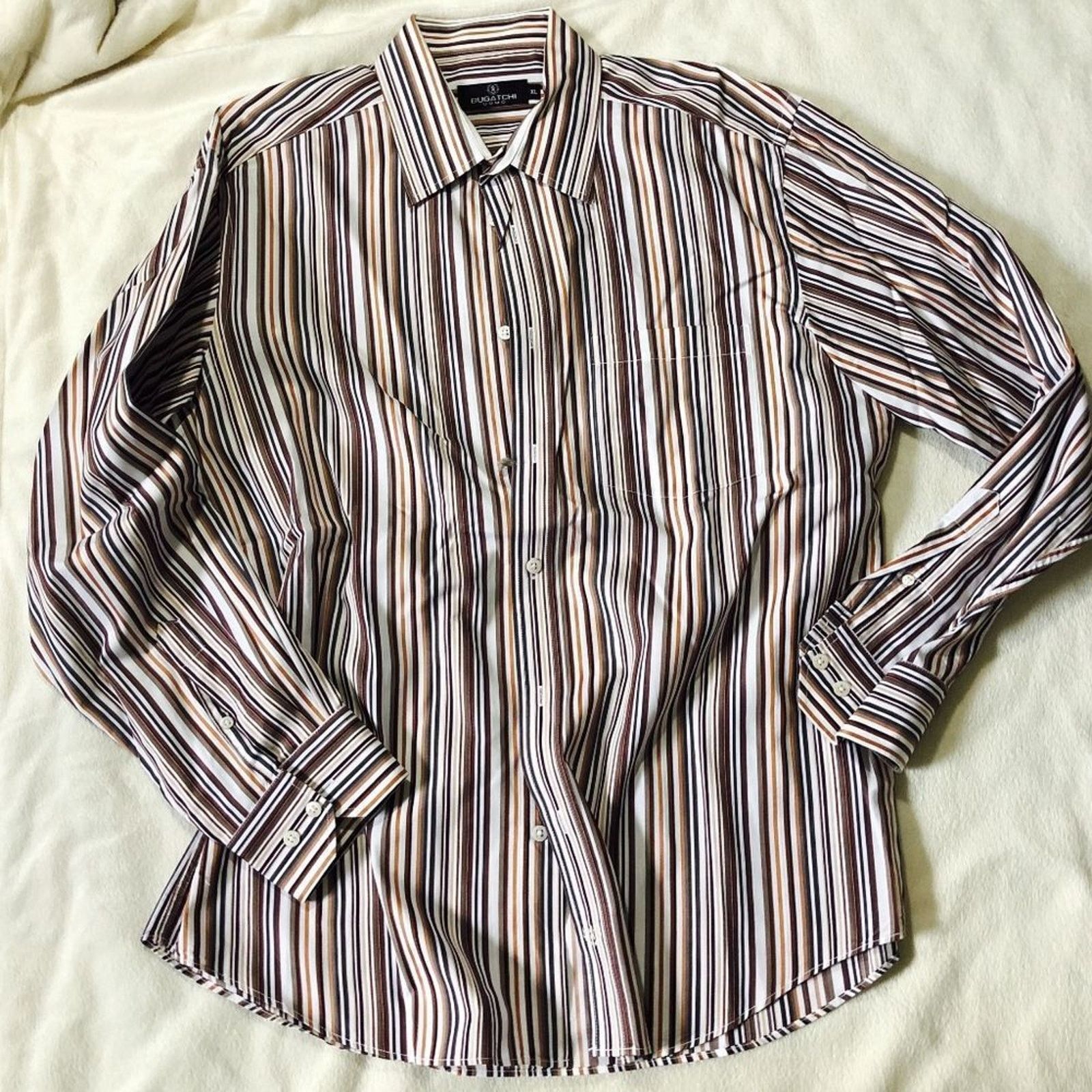 BUGATCHI Bugatchi Uomo Brown Striped Button-Down Shirt | Sz XL Size US XL / EU 56 / 4 - 2 Thumbnail