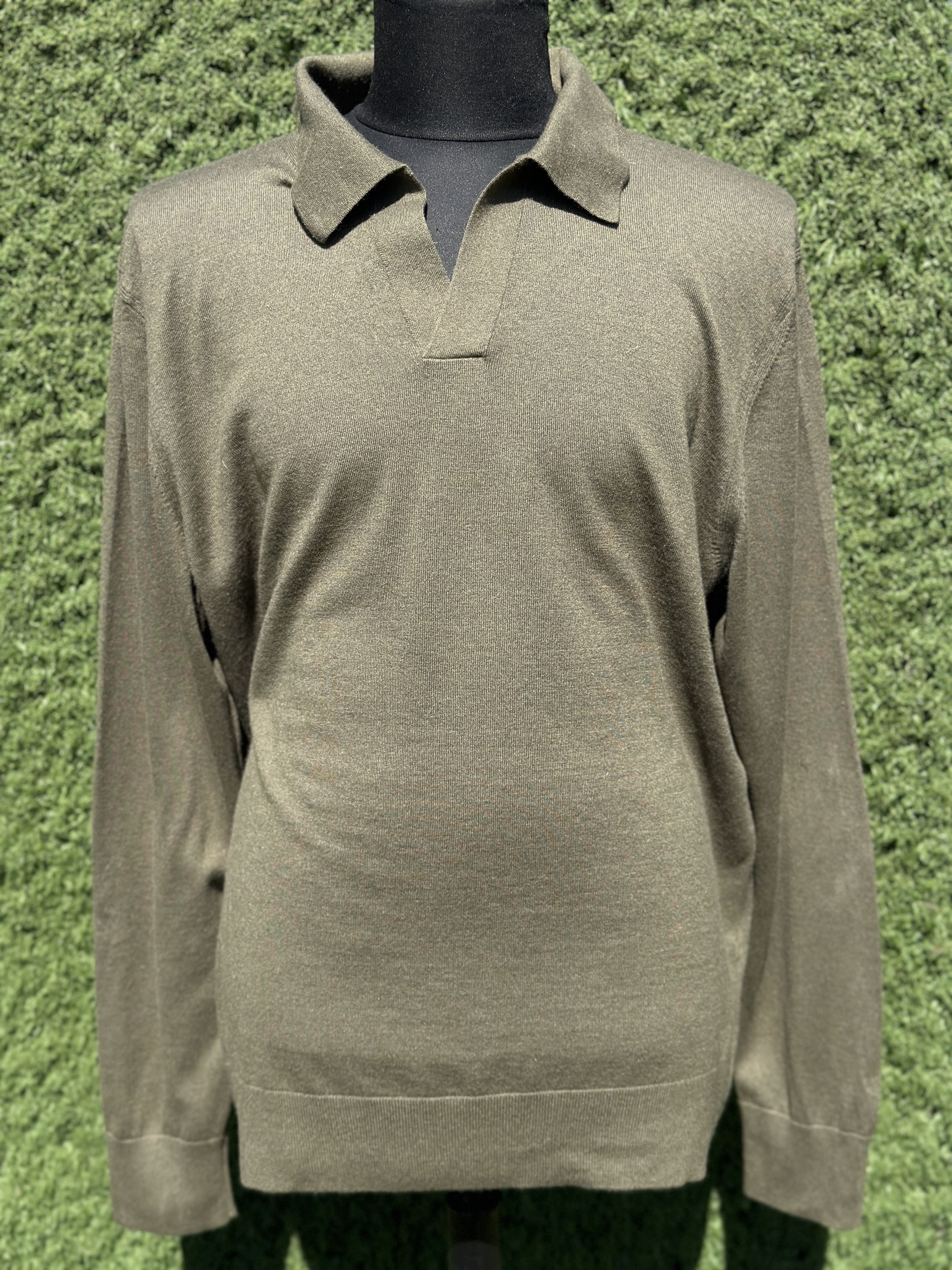 Loro Piana Loro Piana 100% Cashmere Polo Sweater Olive Green Size 54 Size US L / EU 52-54 / 3 - 1 Preview